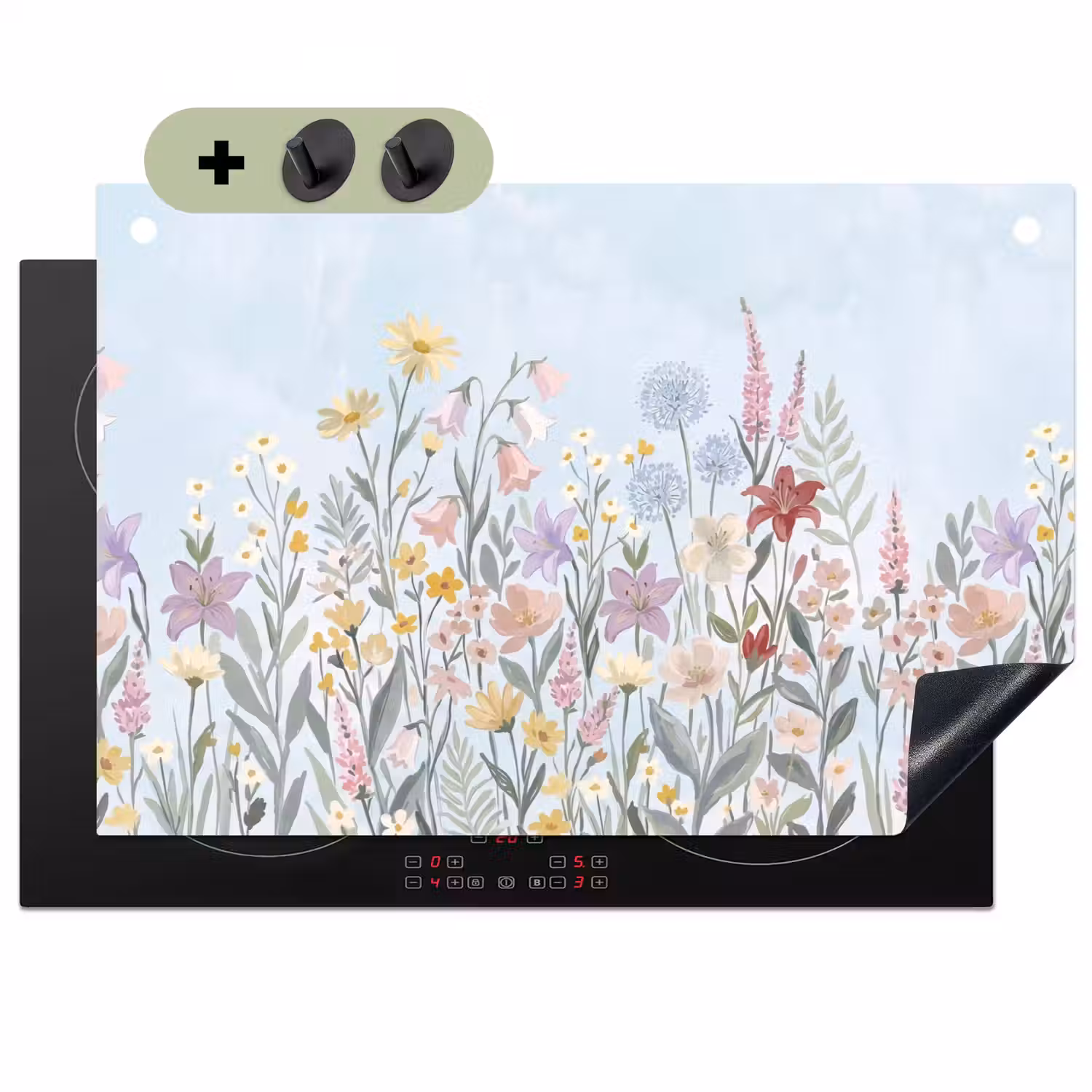 Weidebloemen - Illustratie - Kleurrijk Inductie beschemer met haakjes klein -3d