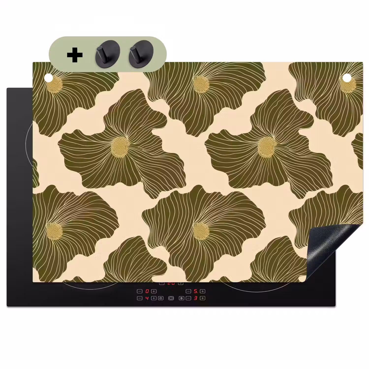 Modern - Abstract - Groen Inductie beschemer met haakjes klein 777 -3d