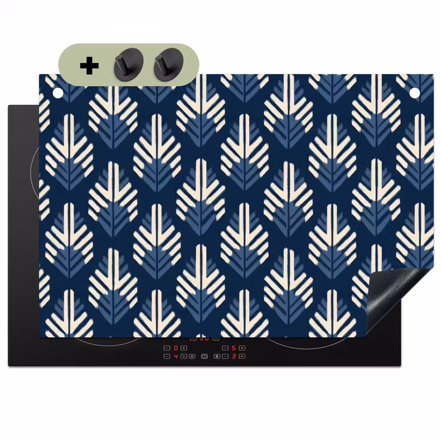 Modern - Patroon - Blauw Inductie beschemer met haakjes klein 777 -3d