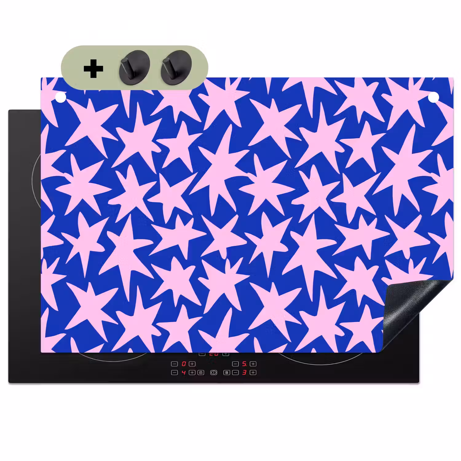 Modern - Sterren - Blauw Inductie beschemer met haakjes klein 777 -3d