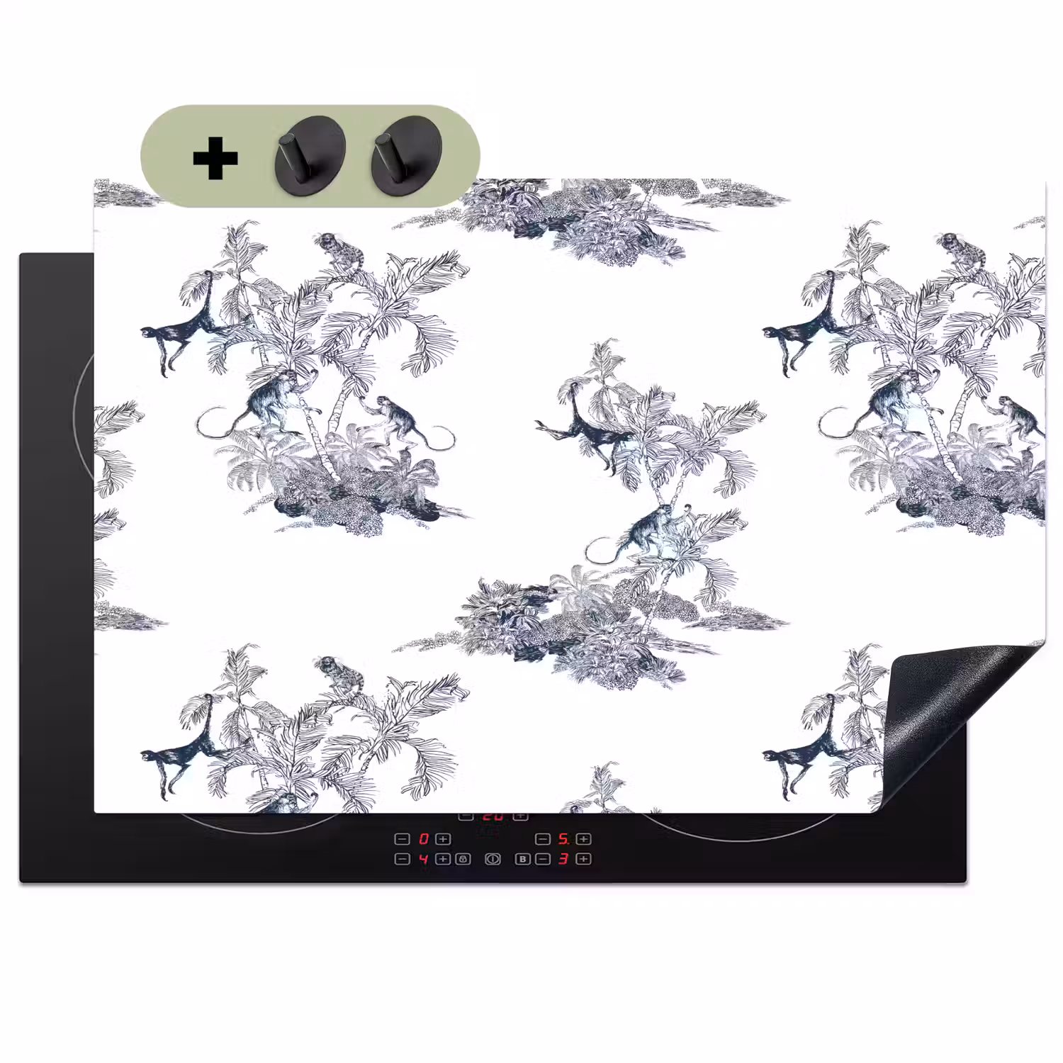 Aap - Palmboom - Blauw Inductie beschemer met haakjes klein 777 -3d