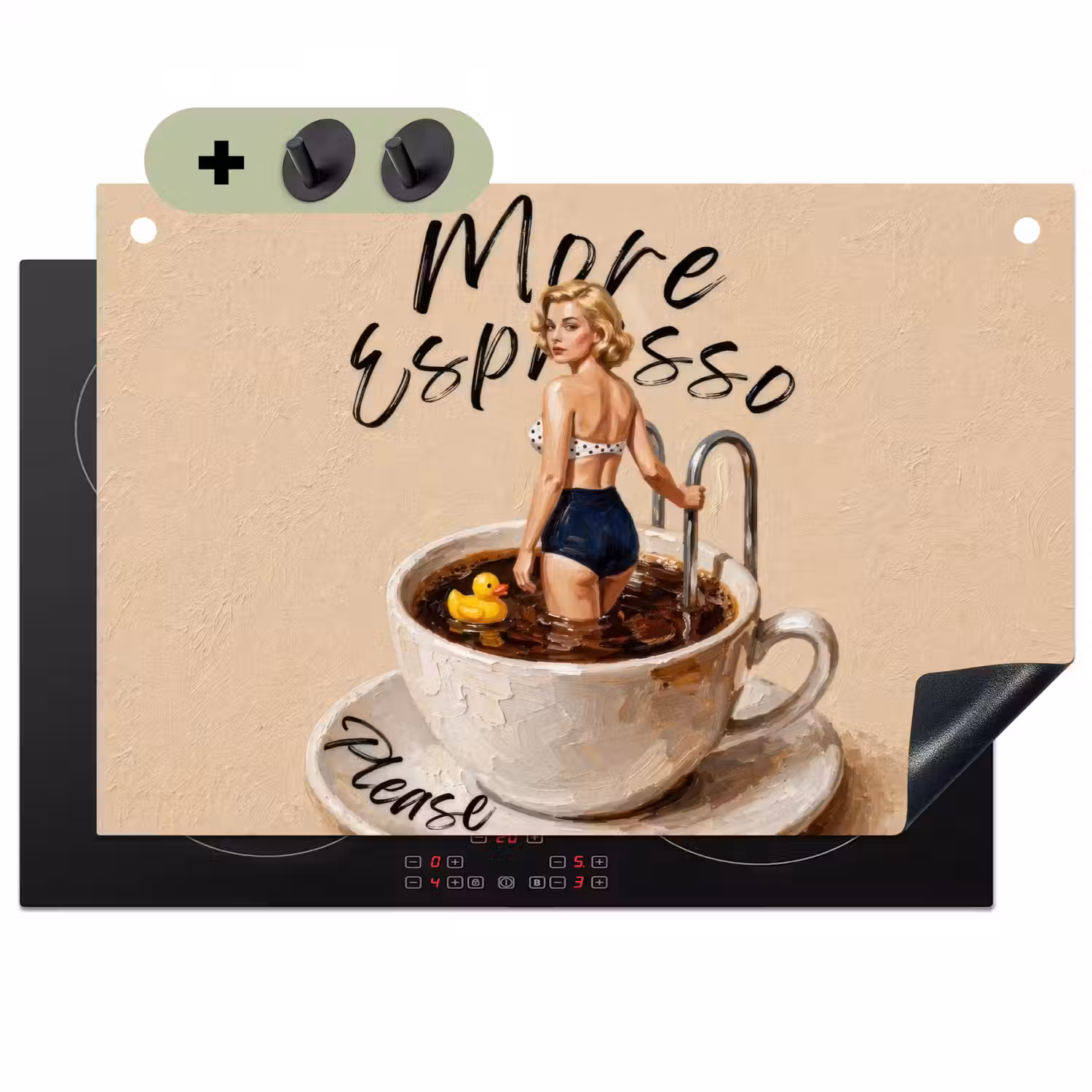 More espresso - Koffie - Eend Inductie beschemer met haakjes klein -3d