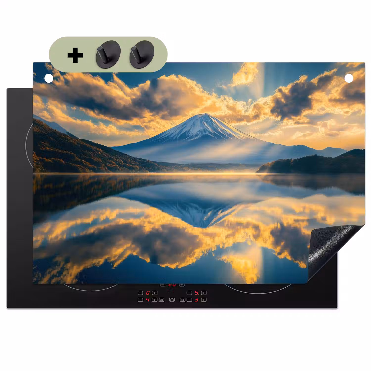 Berg - Rivier - Zonsondergang Inductie beschemer met haakjes klein -3d