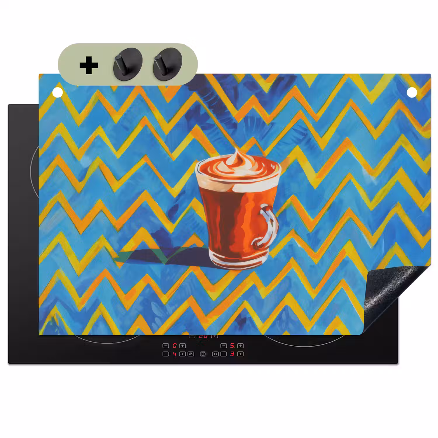 Mok - Koffie - Zigzag - Slagroom Inductie beschemer met haakjes klein -3d