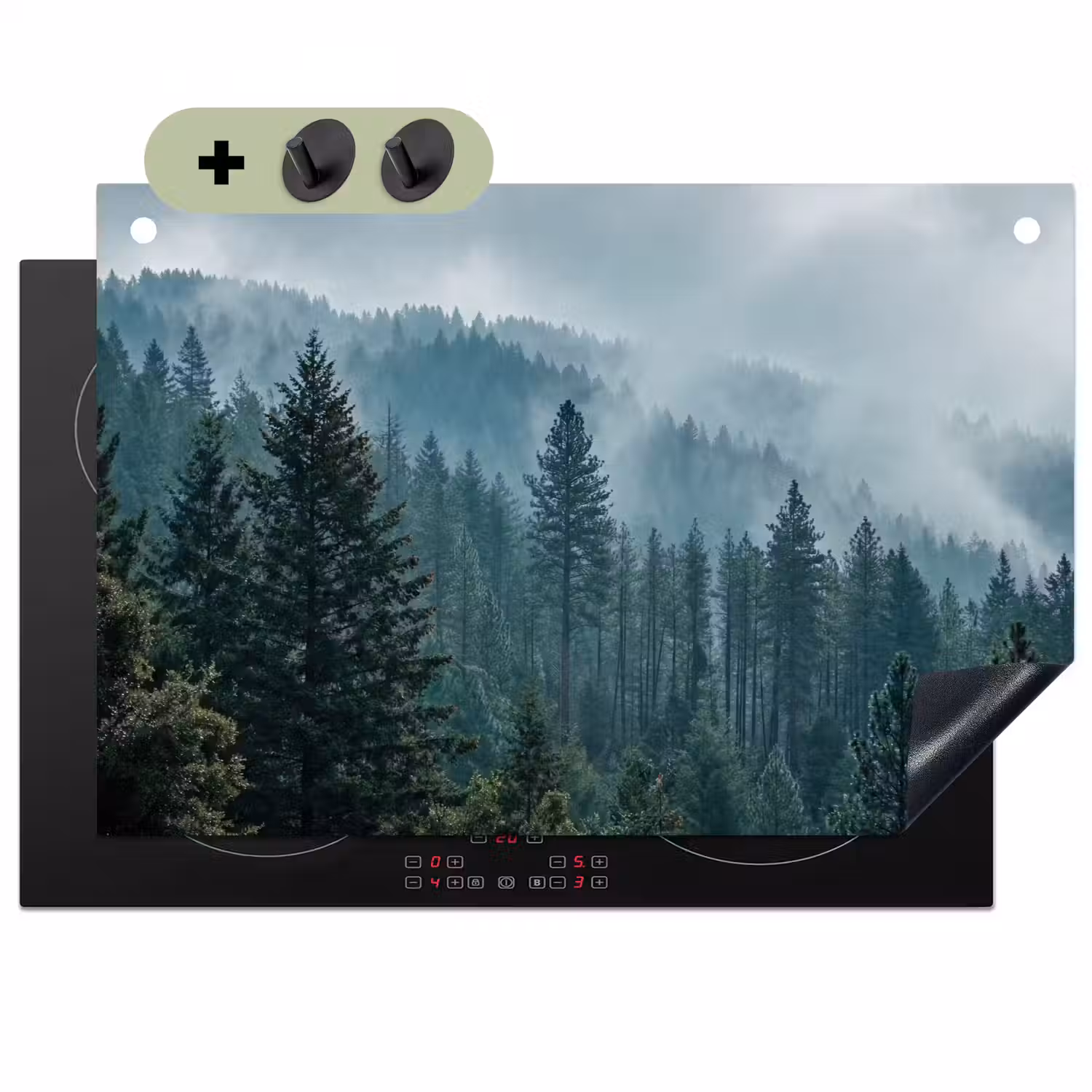 Naaldwoud - Bergen - Mist Inductie beschemer met haakjes klein -3d