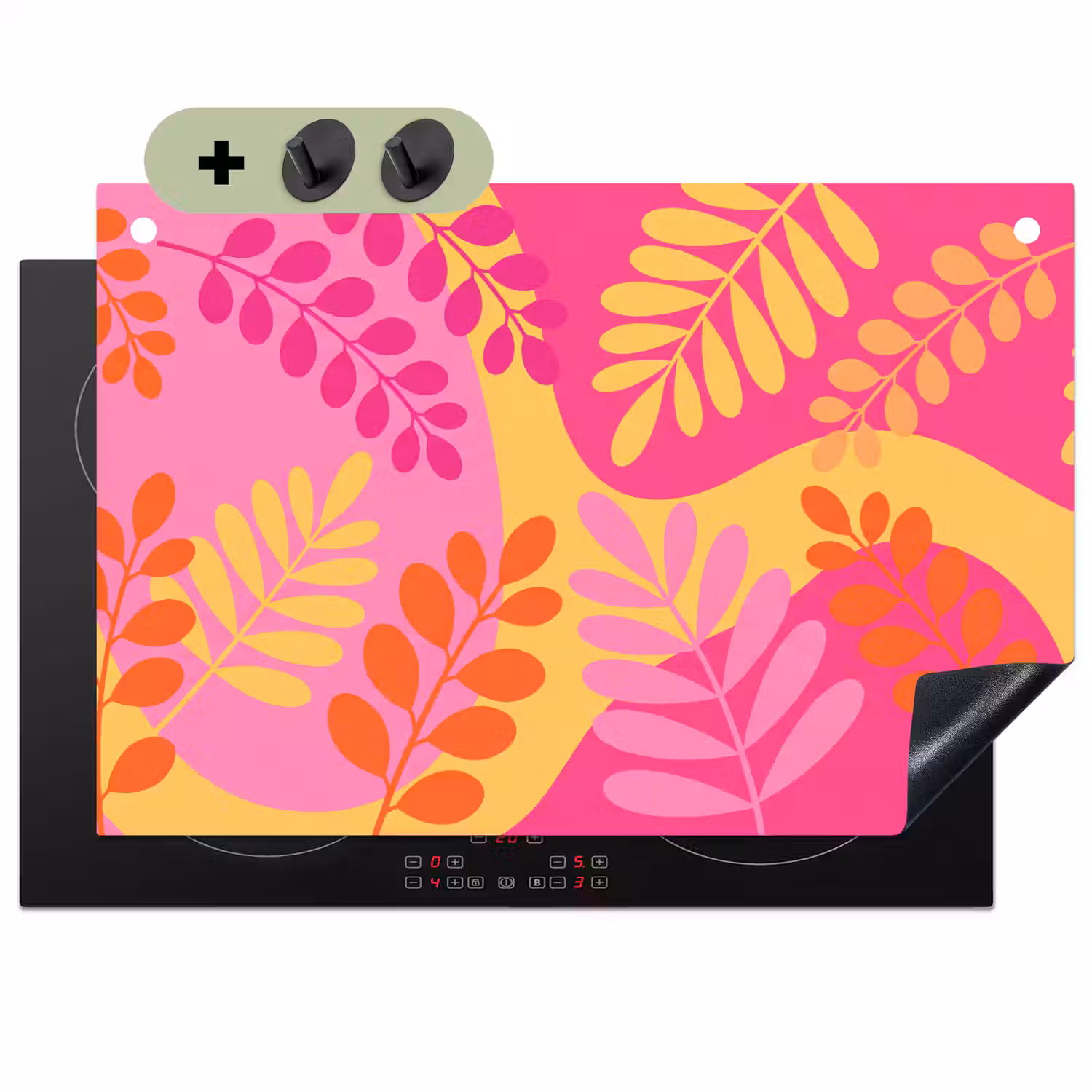 Natuur - Bladeren - Abstract - Roze - Geel Inductie beschemer met haakjes klein -3d