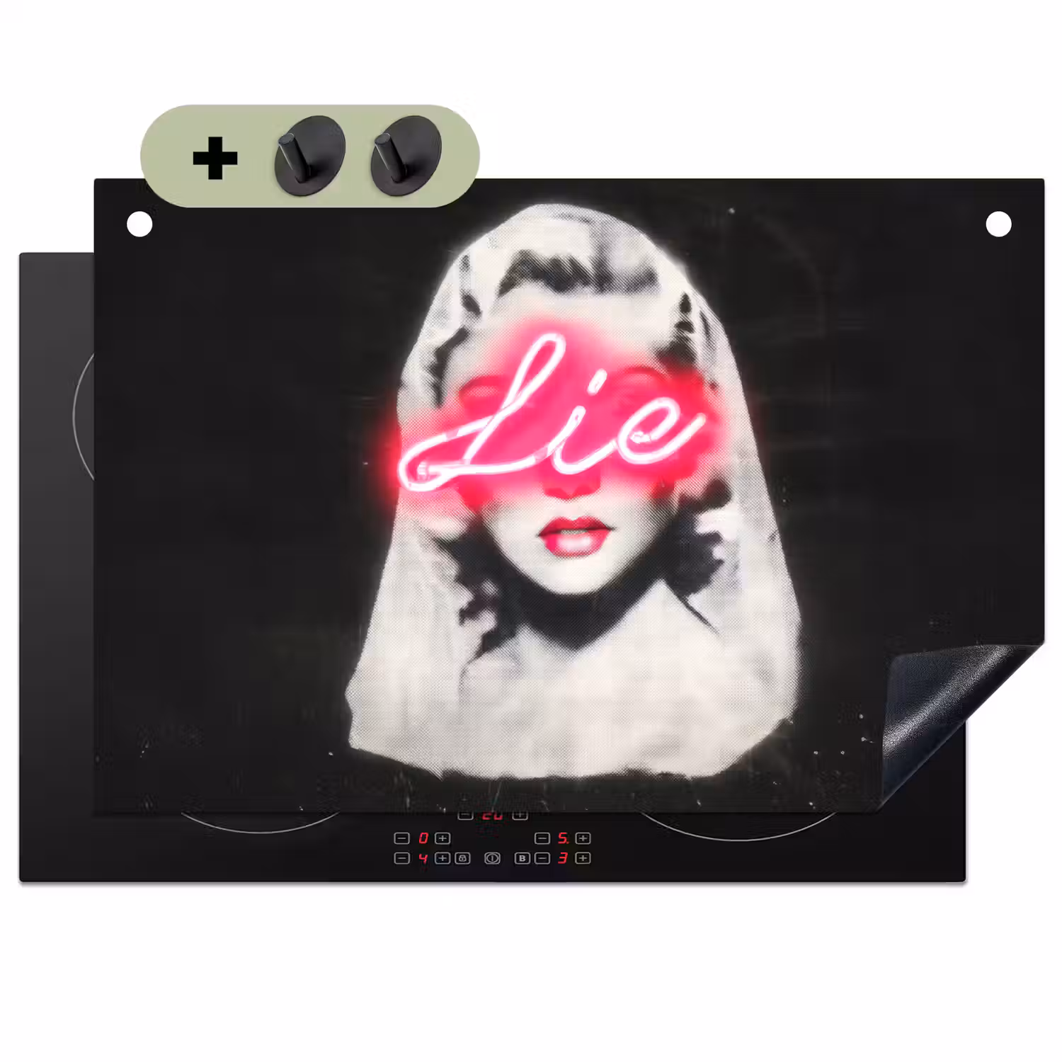 Neon - Letters - Vintage - Vrouw Inductie beschemer met haakjes klein -3d