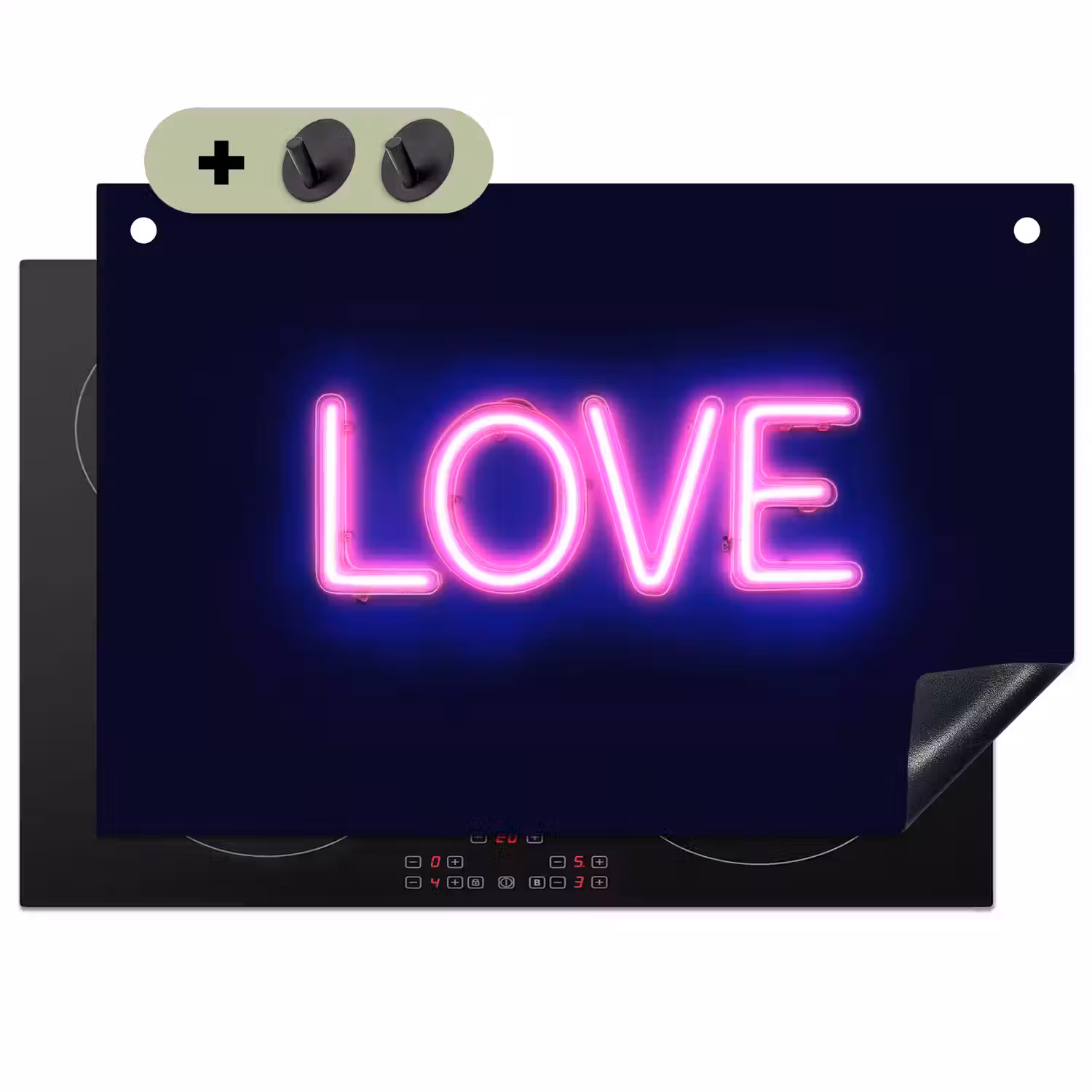 Neon - Love - Valentijn Inductie beschemer met haakjes klein -3d