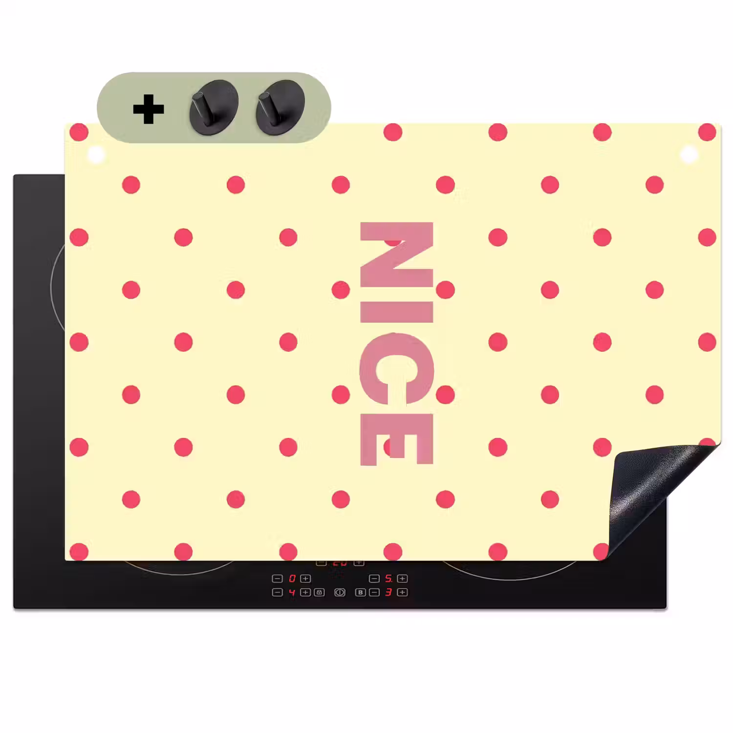Nice - Stippen - Roze - Geel Inductie beschemer met haakjes klein -3d