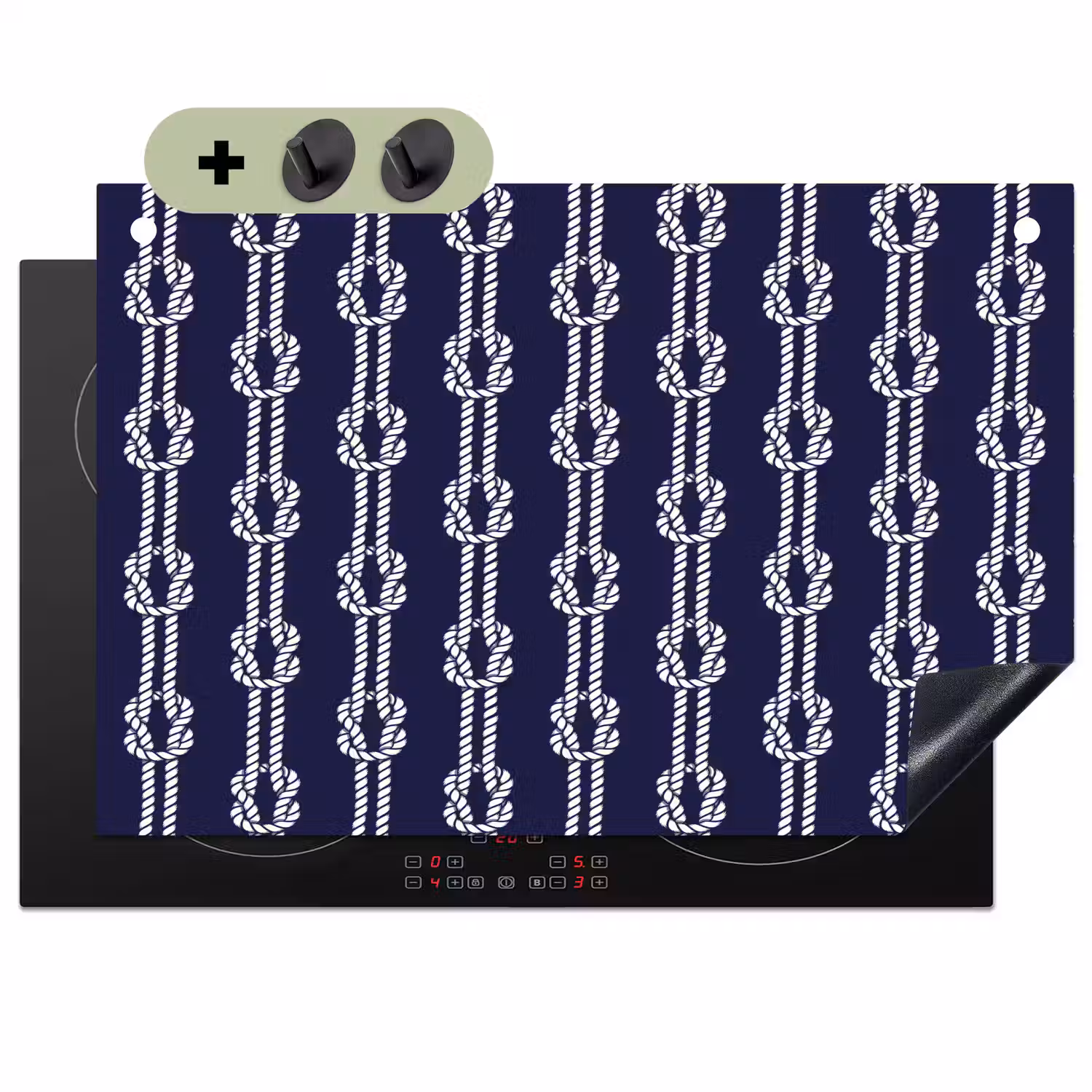 Oceaan - Touw - Blauw - Wit Inductie beschemer met haakjes klein 777 -3d