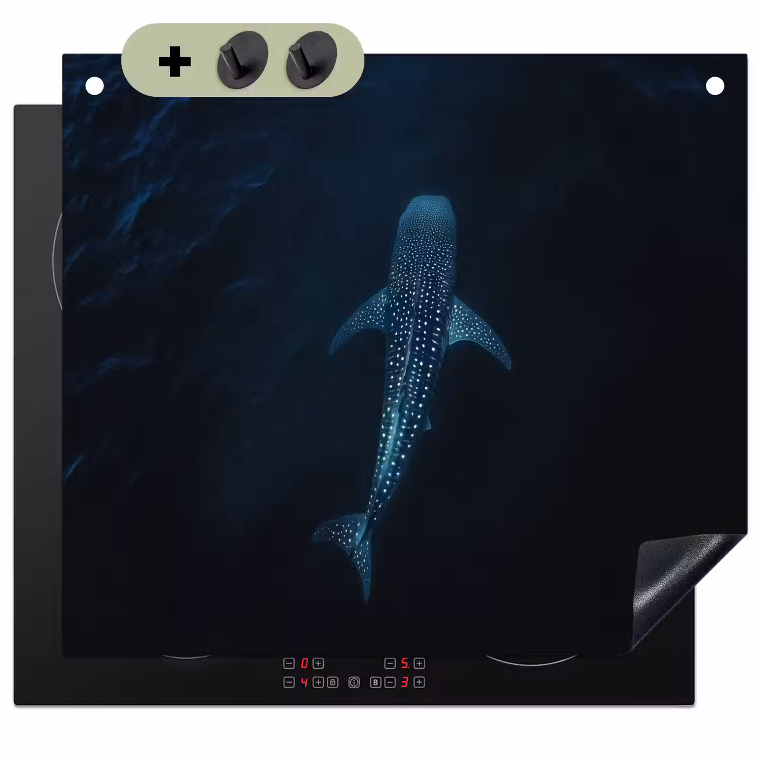Oceaan - Walvishaai - Donkerblauw - Vlekken Inductie beschemer met haakjes middel -3d