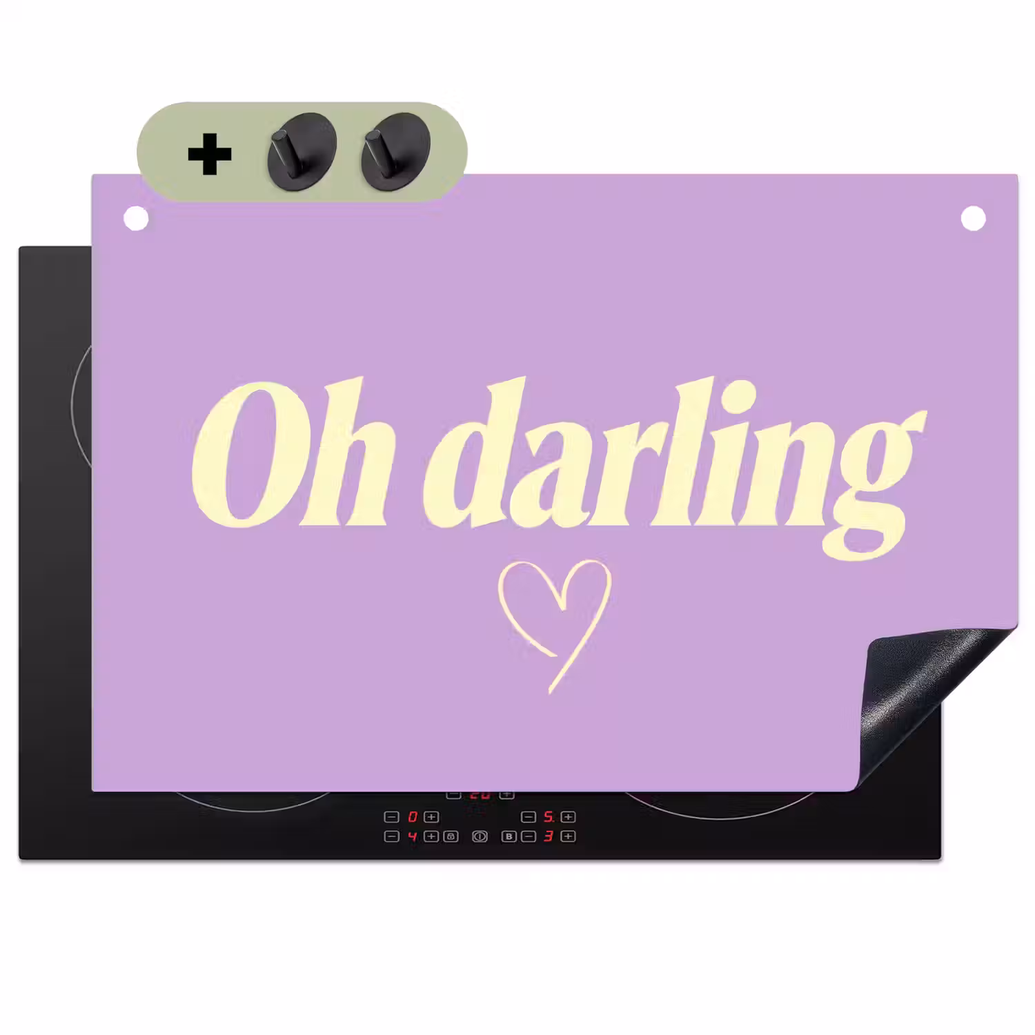 Oh darling - Hart - Paars Inductie beschemer met haakjes klein -3d