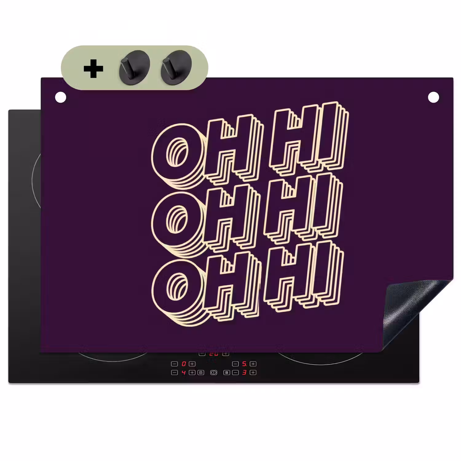 Oh hi - Paars - 3D Inductie beschemer met haakjes klein -3d