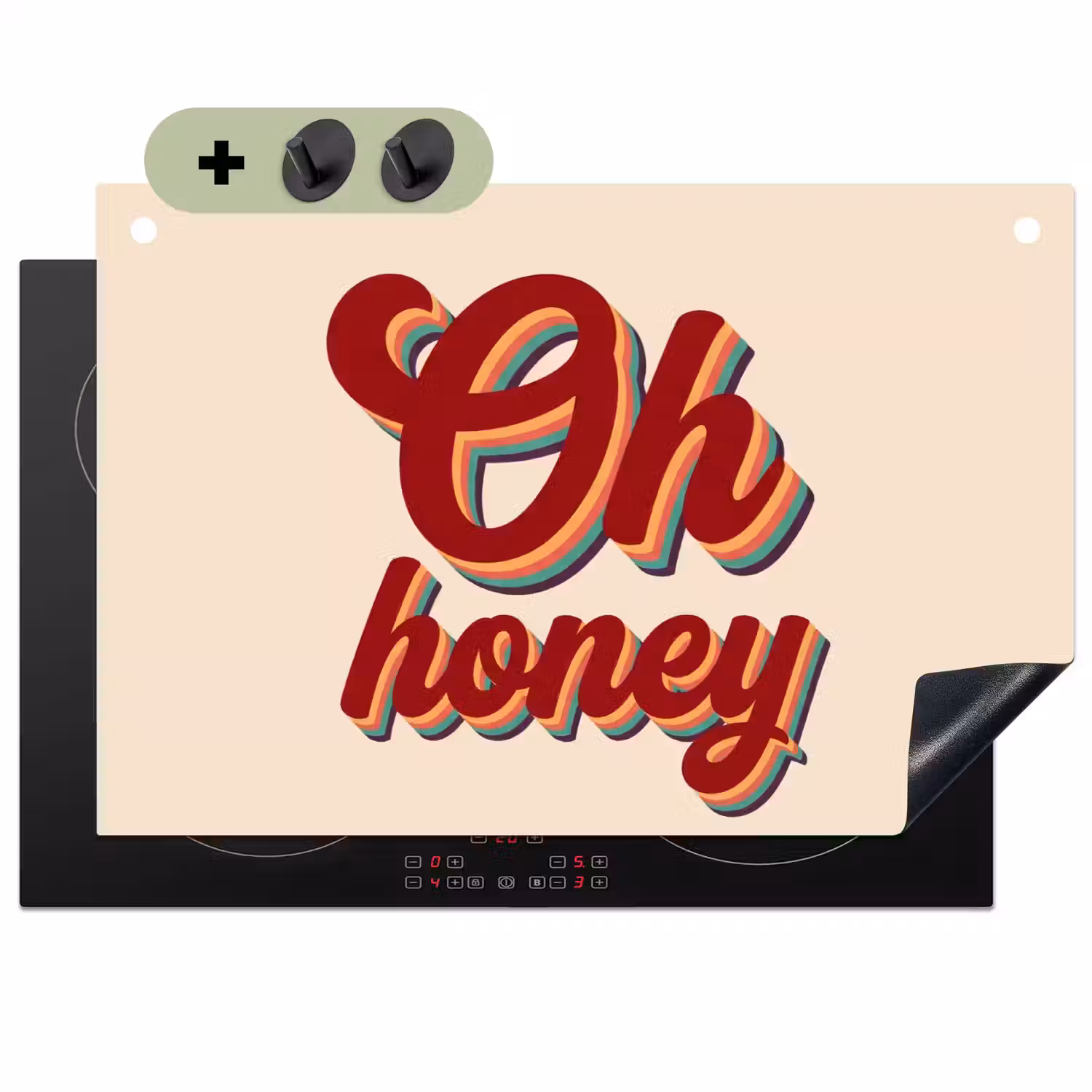 Oh honey - Rood - Schaduw Inductie beschemer met haakjes klein -3d