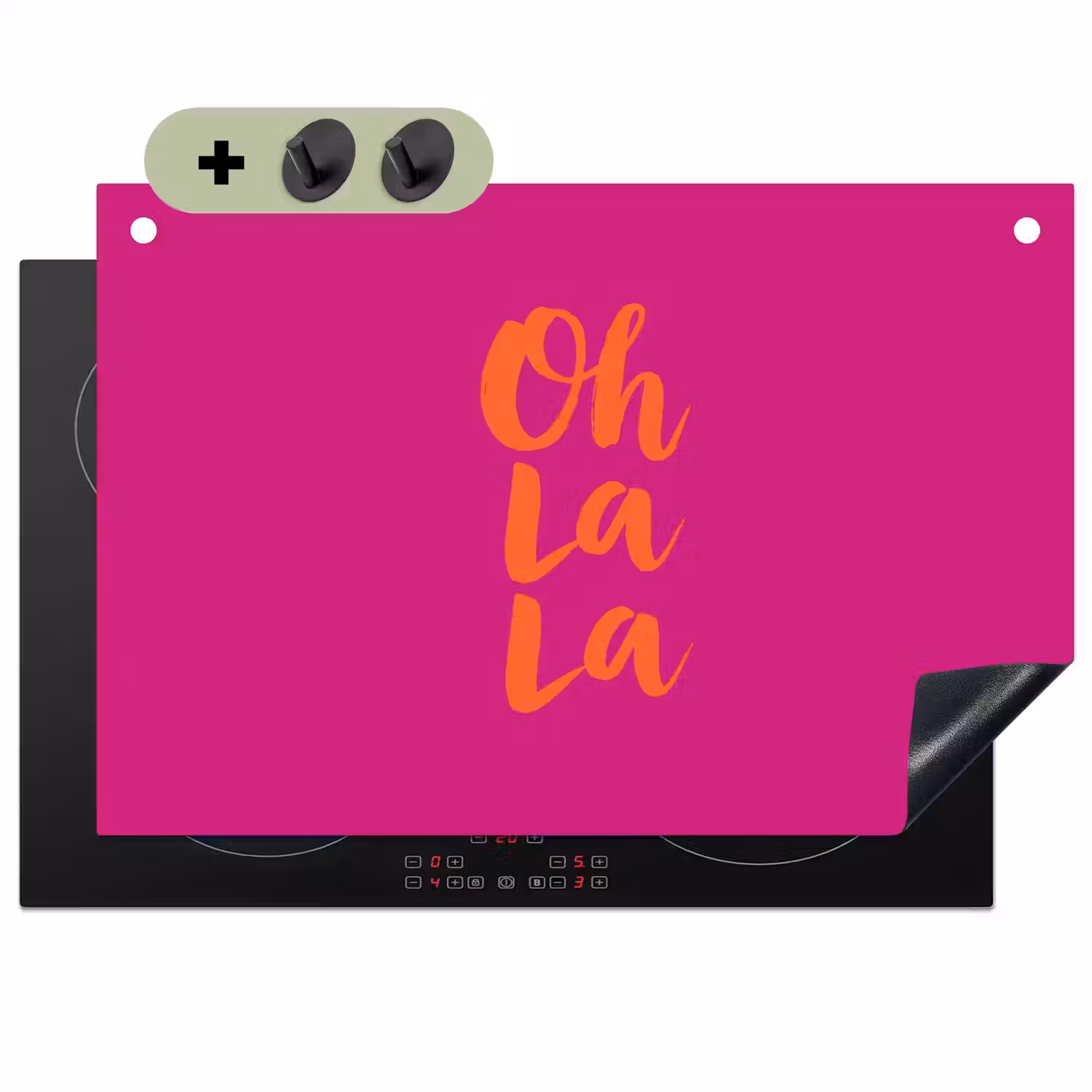 Oh la la - Roze - Oranje - Minimalistisch Inductie beschemer met haakjes klein -3d