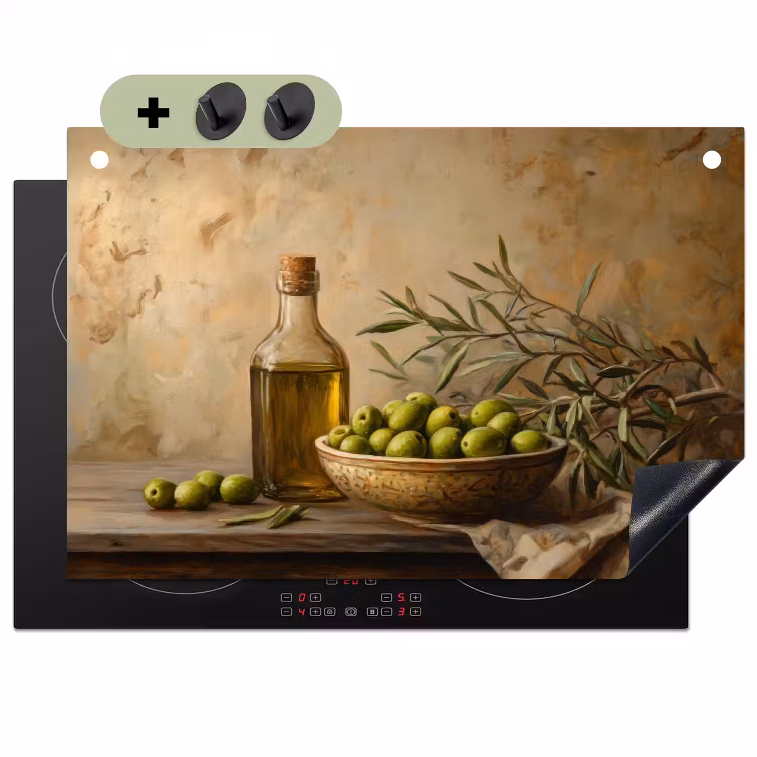 Olijven - Stilleven - Vintage Inductie beschemer met haakjes klein -3d