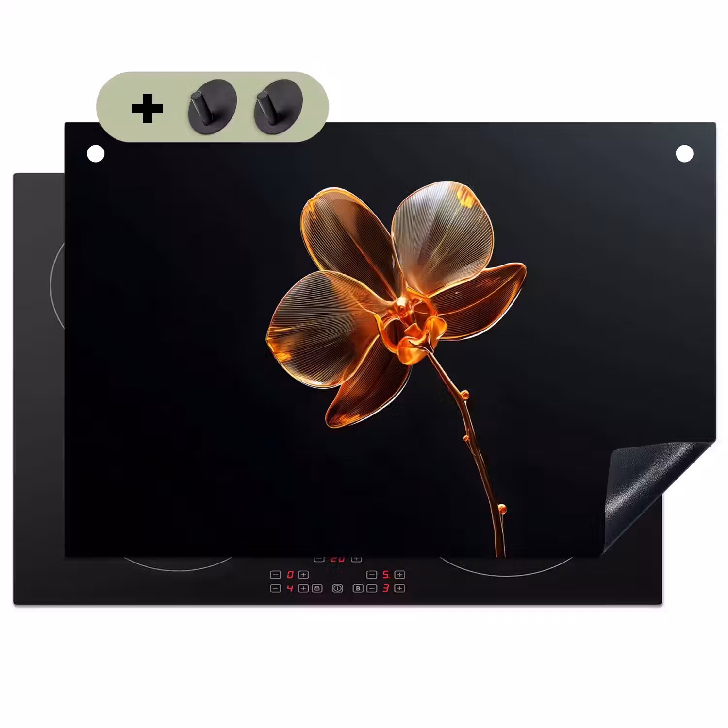 Orchidee - Doorzichtig - Bloem Inductie beschemer met haakjes klein -3d