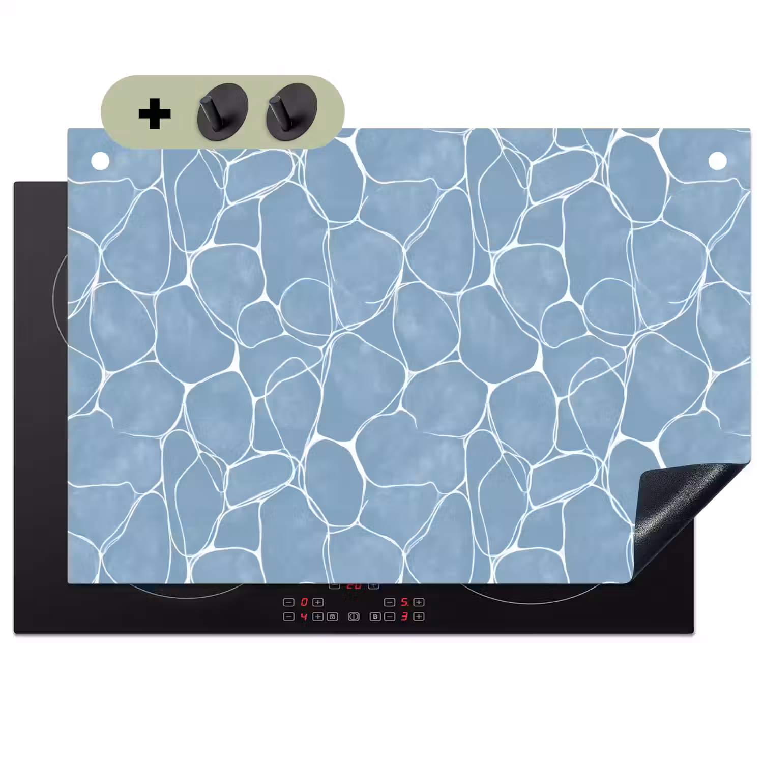 Organisch - Patroon - Blauw Inductie beschemer met haakjes klein 777 -3d