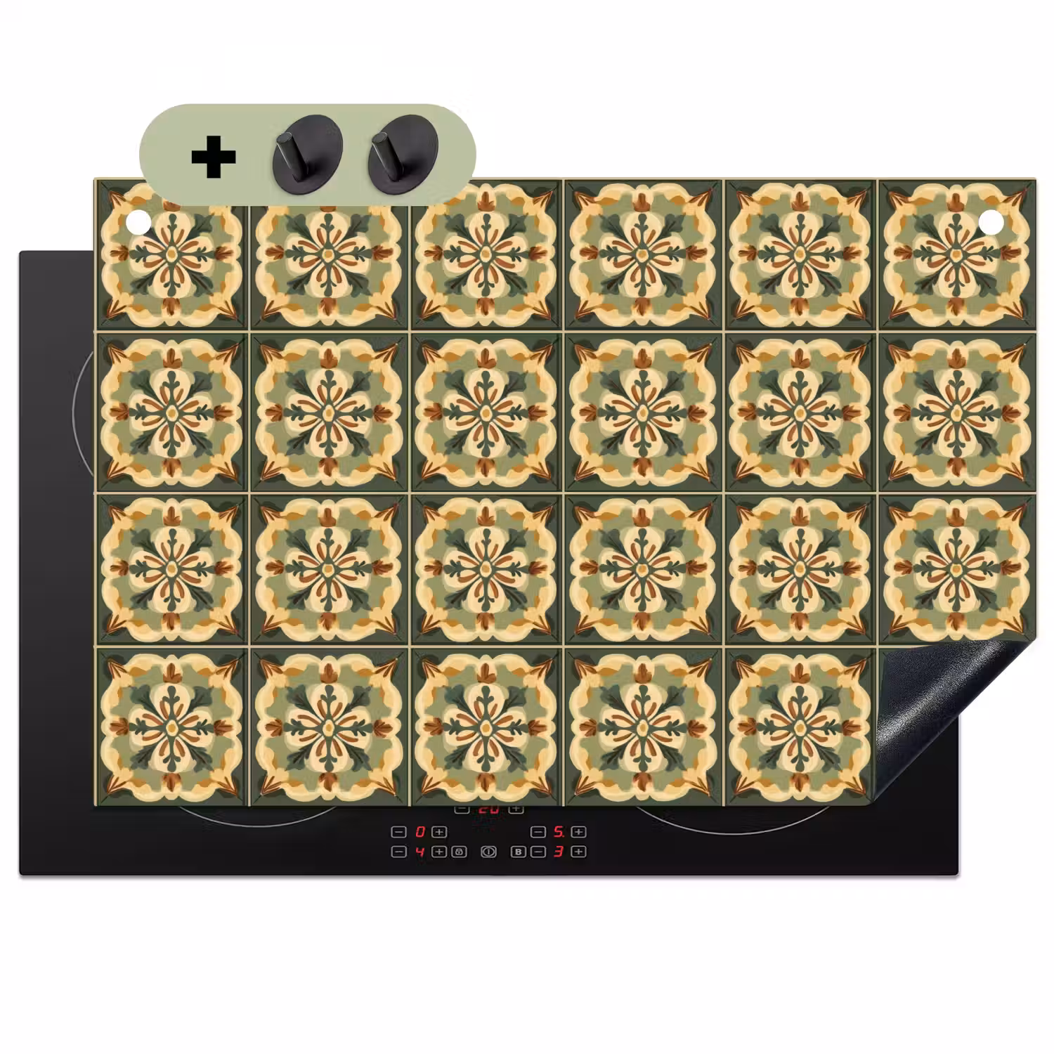 Ornament - Patroon - Groen Inductie beschemer met haakjes klein 777 -3d