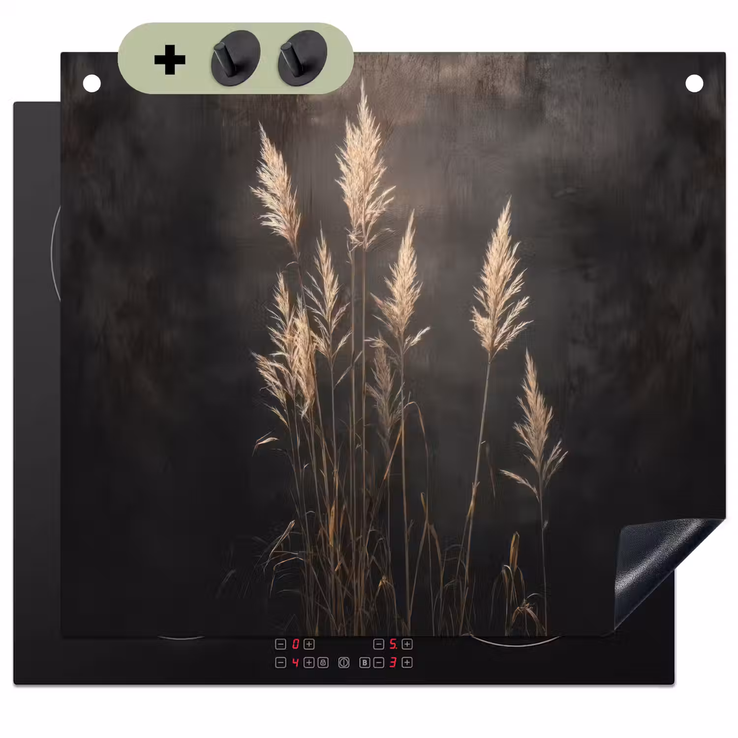 Siergras - Pluimen - Verlichting - Zwart Inductie beschemer met haakjes middel -3d