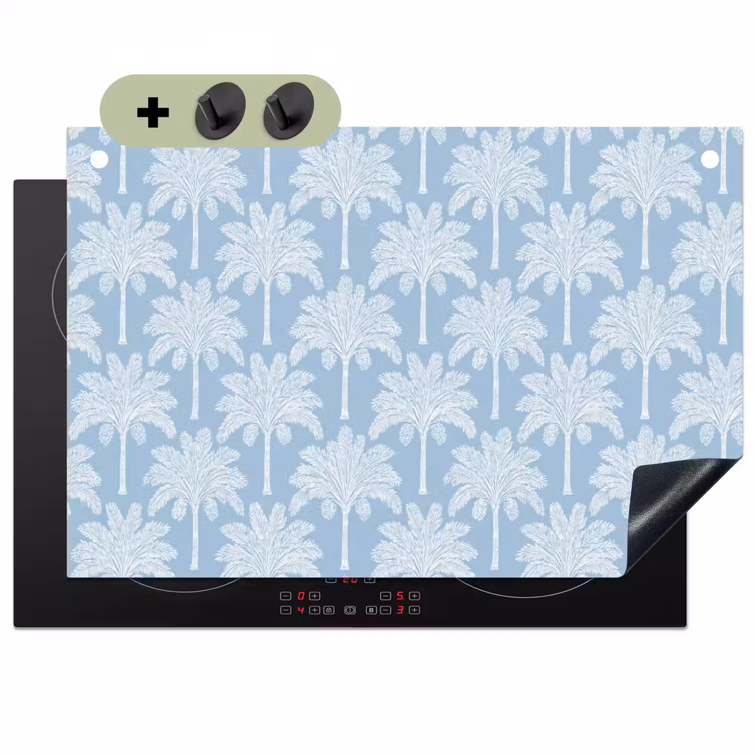 Palmboom - Modern - Blauw Inductie beschemer met haakjes klein 777 -3d