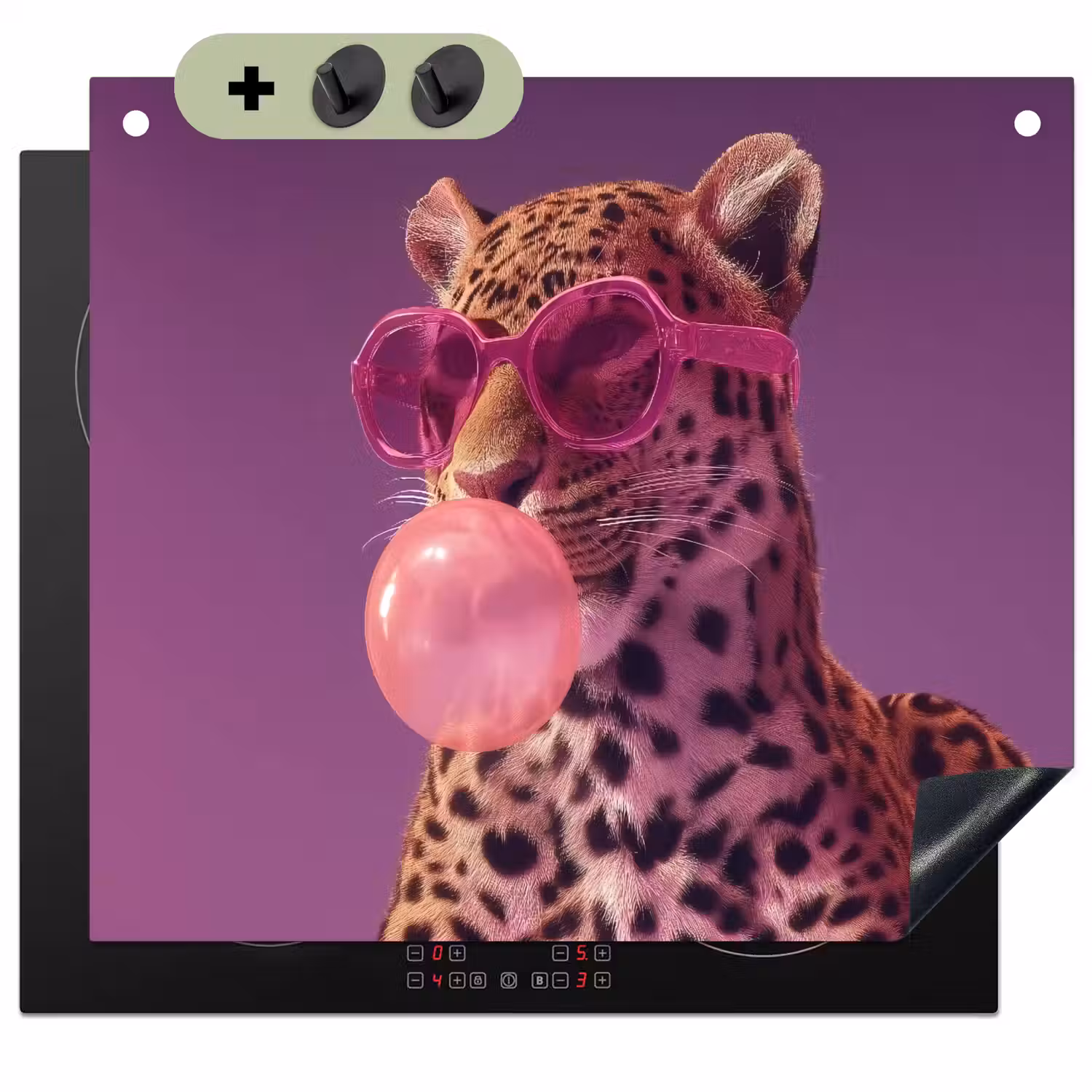 Panter - Zonnebril - Kauwgombel - Roze Inductie beschemer met haakjes middel -3d