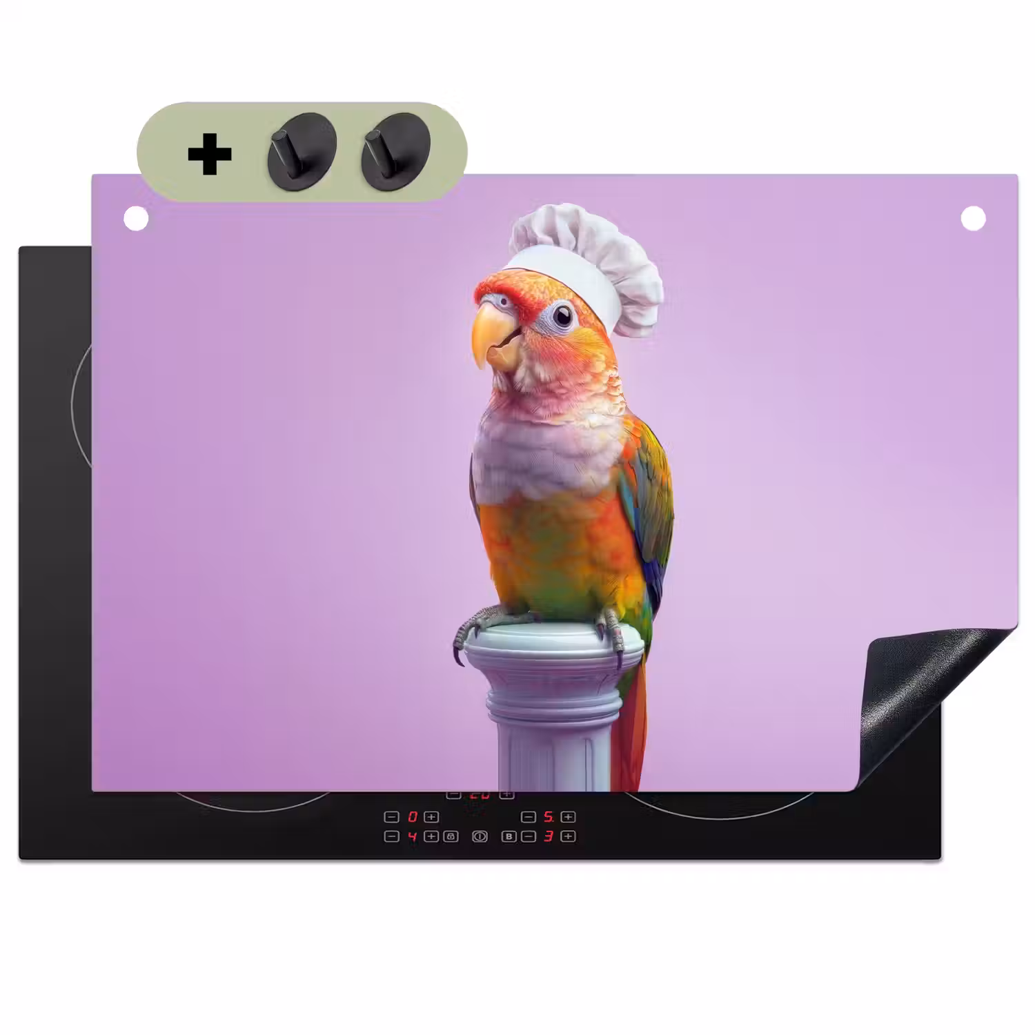 Papegaai - Koksmuts - Pilaar - Vogel Inductie beschemer met haakjes klein -3d