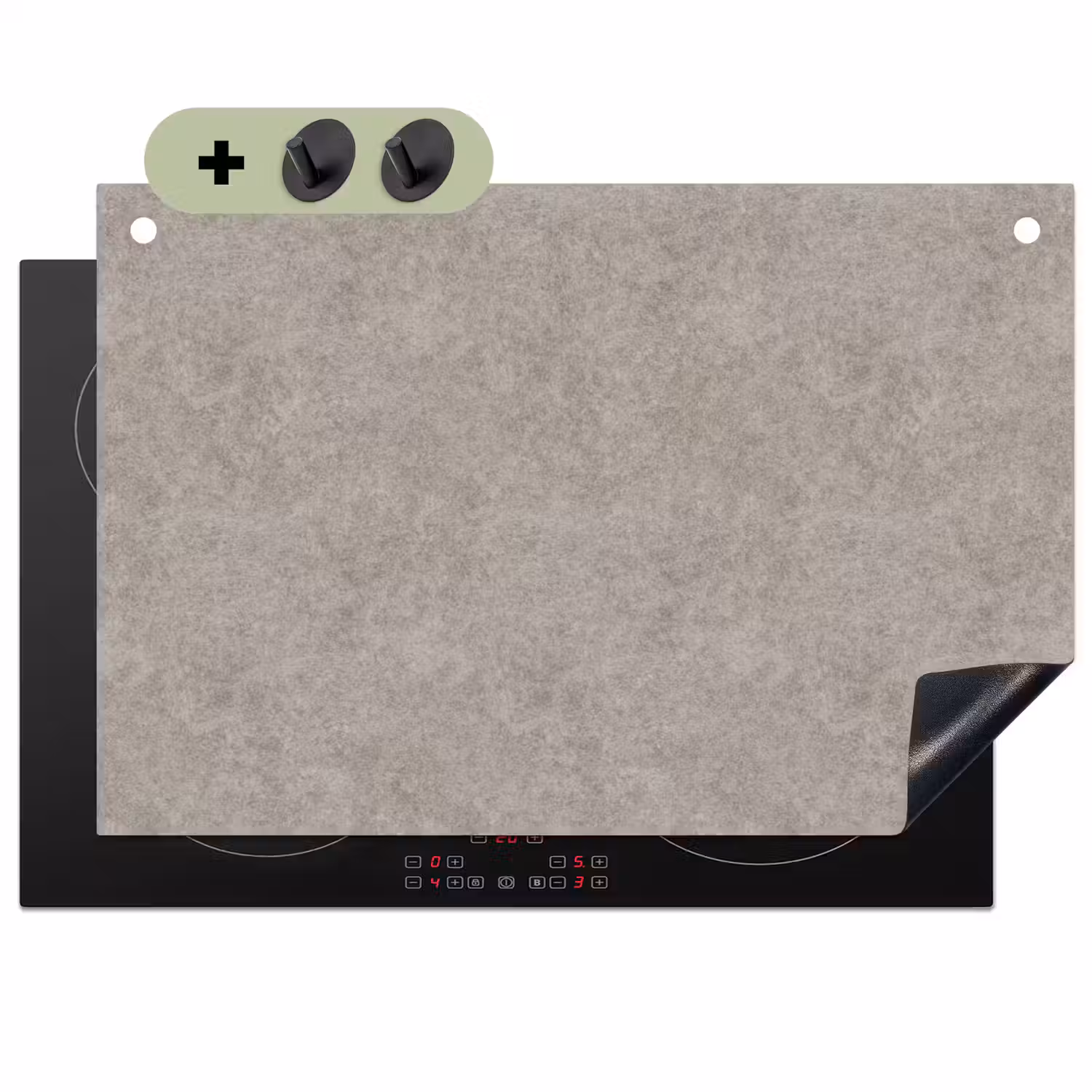 Patroon - Beton - Grijs Inductie beschemer met haakjes klein 777 -3d