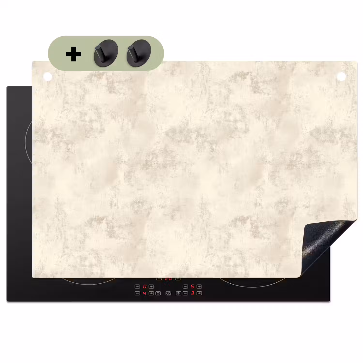 Patroon - Organisch - Beige Inductie beschemer met haakjes klein 777 -3d
