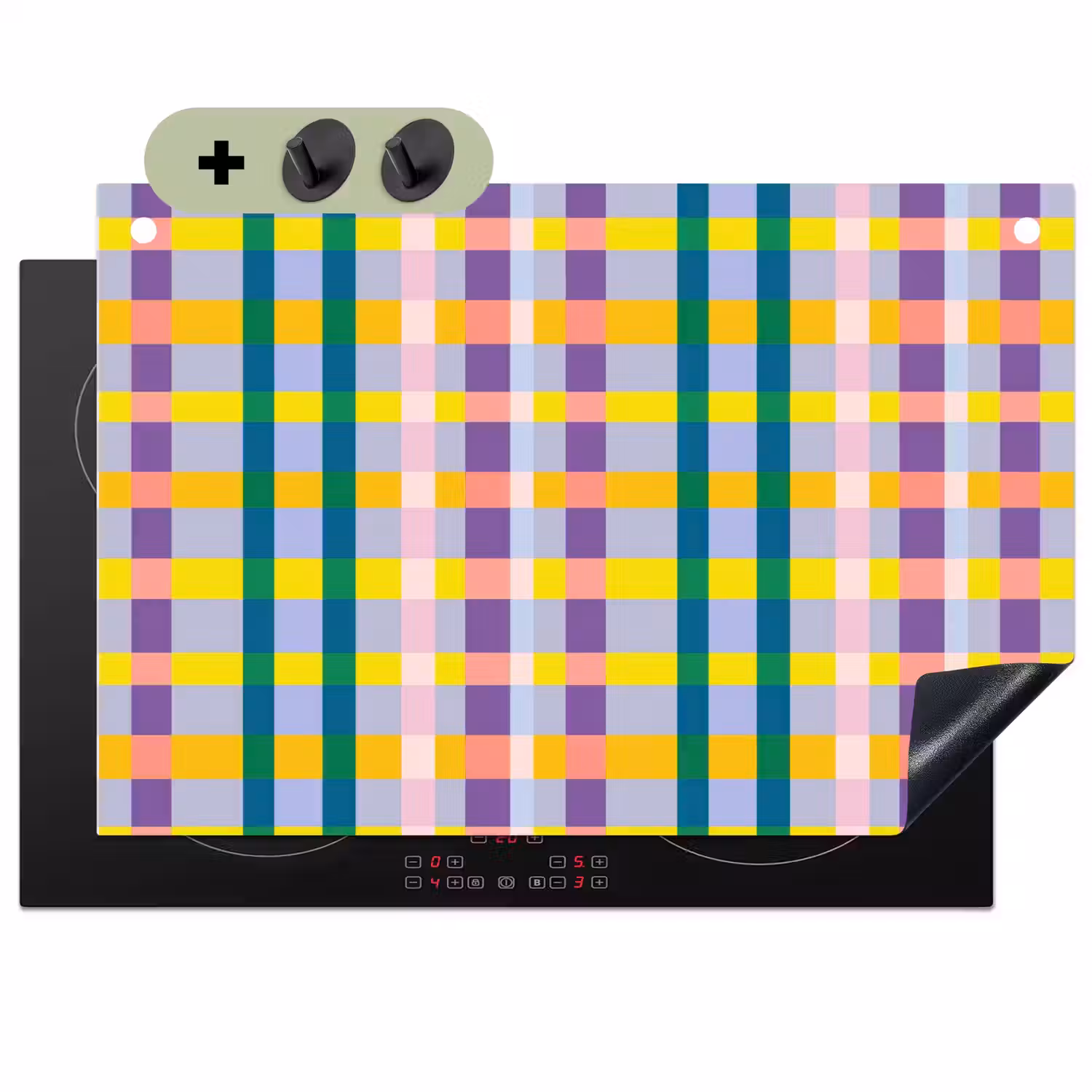 Ruit - Patroon - Kleurrijk Inductie beschemer met haakjes klein 777 -3d