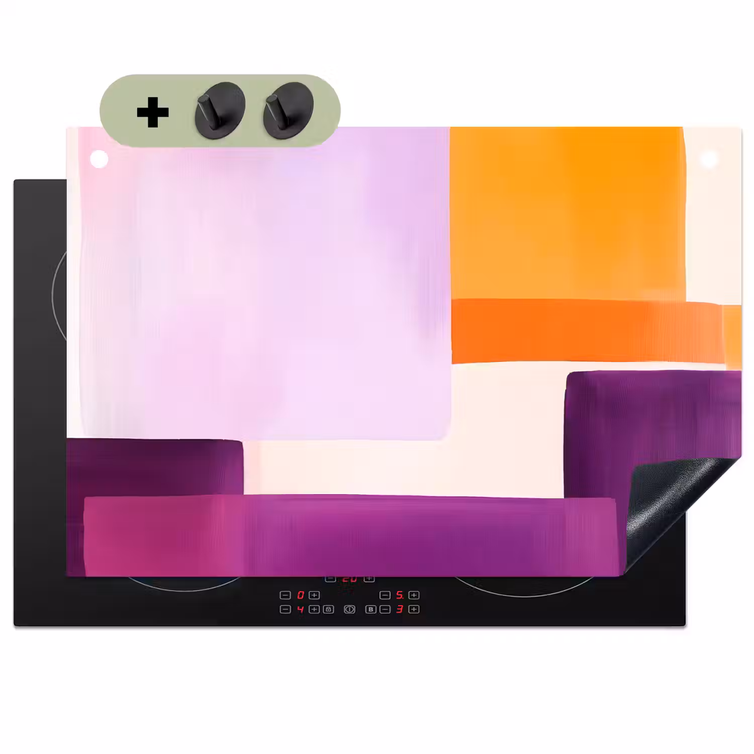 Vlakken - Abstract - Rechthoekig - Oranje Inductie beschemer met haakjes klein -3d