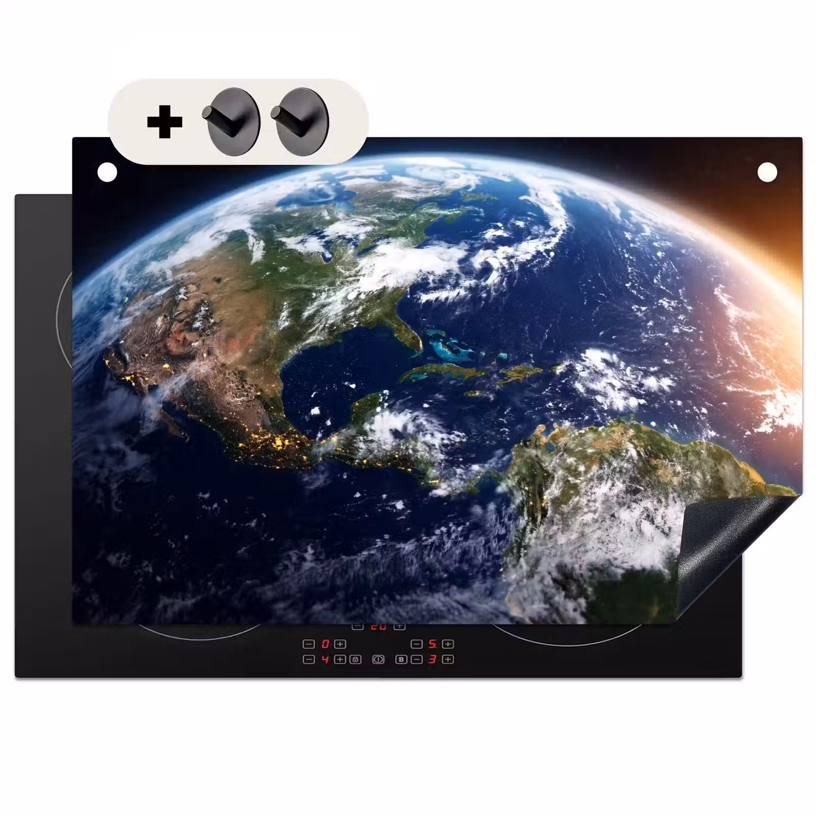 Induction Hob Cover & Splashback (2-in-1) - Planet - Space - Cosmos - Planeet - Ruimte - Kosmos Inductie beschemer met haakjes klein