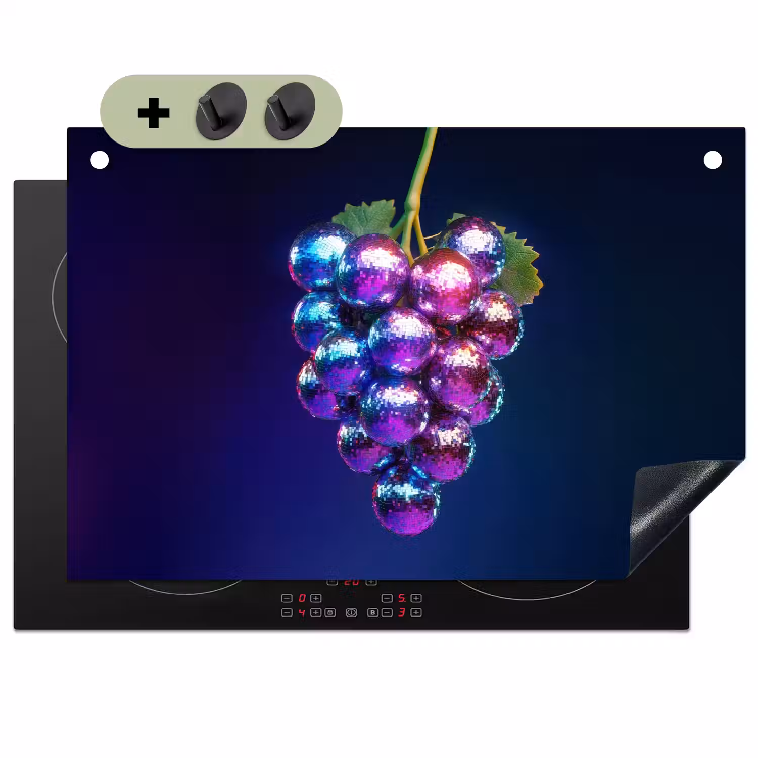 Paars - Disco - Feest - Druif Inductie beschemer met haakjes klein -3d