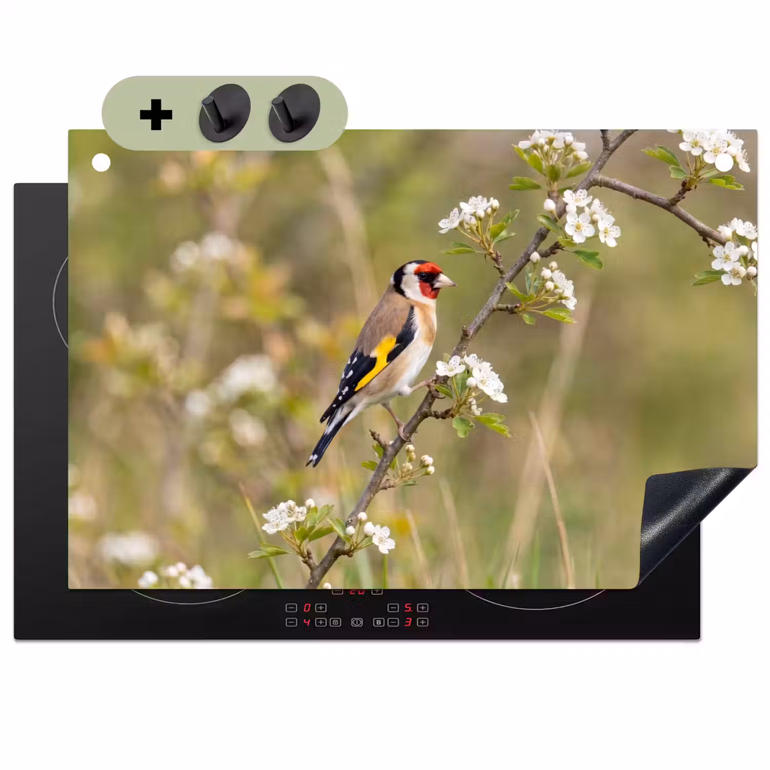 Putter - Bloesem - Lente - Natuur - Kleurrijk Inductie beschemer met haakjes klein -3d