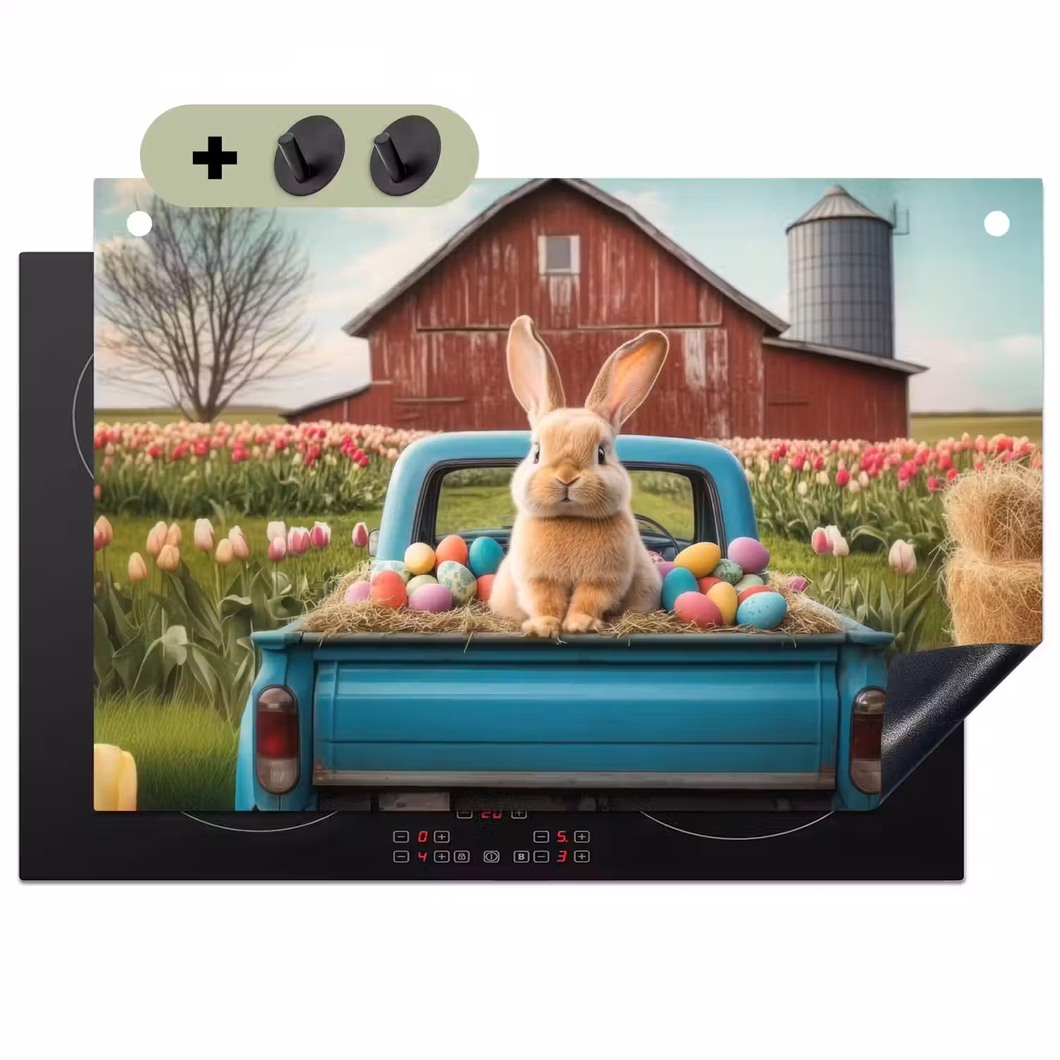 Konijn - Boerderij - Eieren Inductie beschemer met haakjes klein -3d