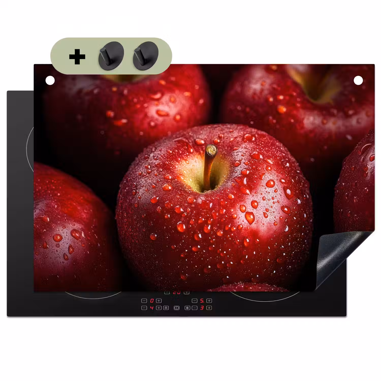 Rood - Appels - Fruit Inductie beschemer met haakjes klein -3d