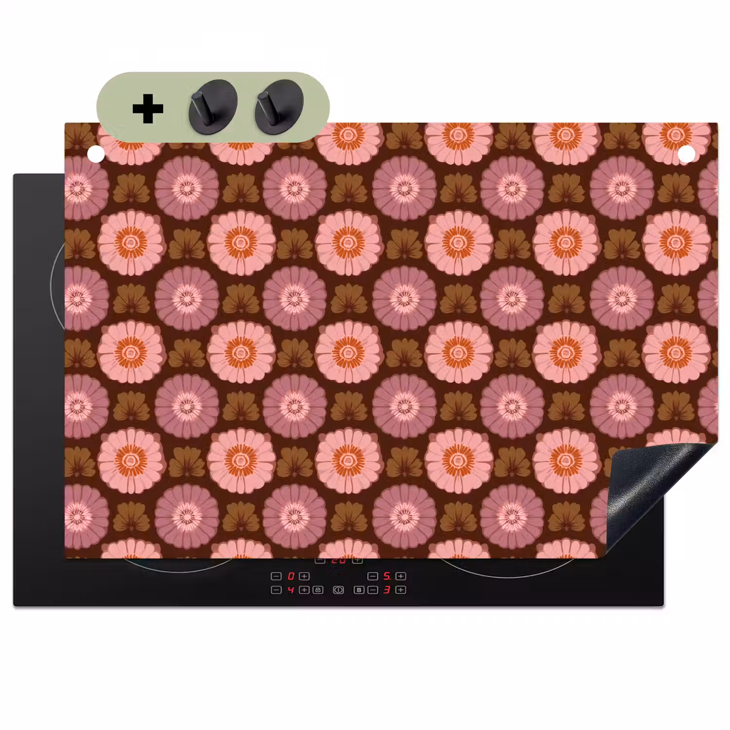 Retro - Madelief - Roze Inductie beschemer met haakjes klein 777 -3d