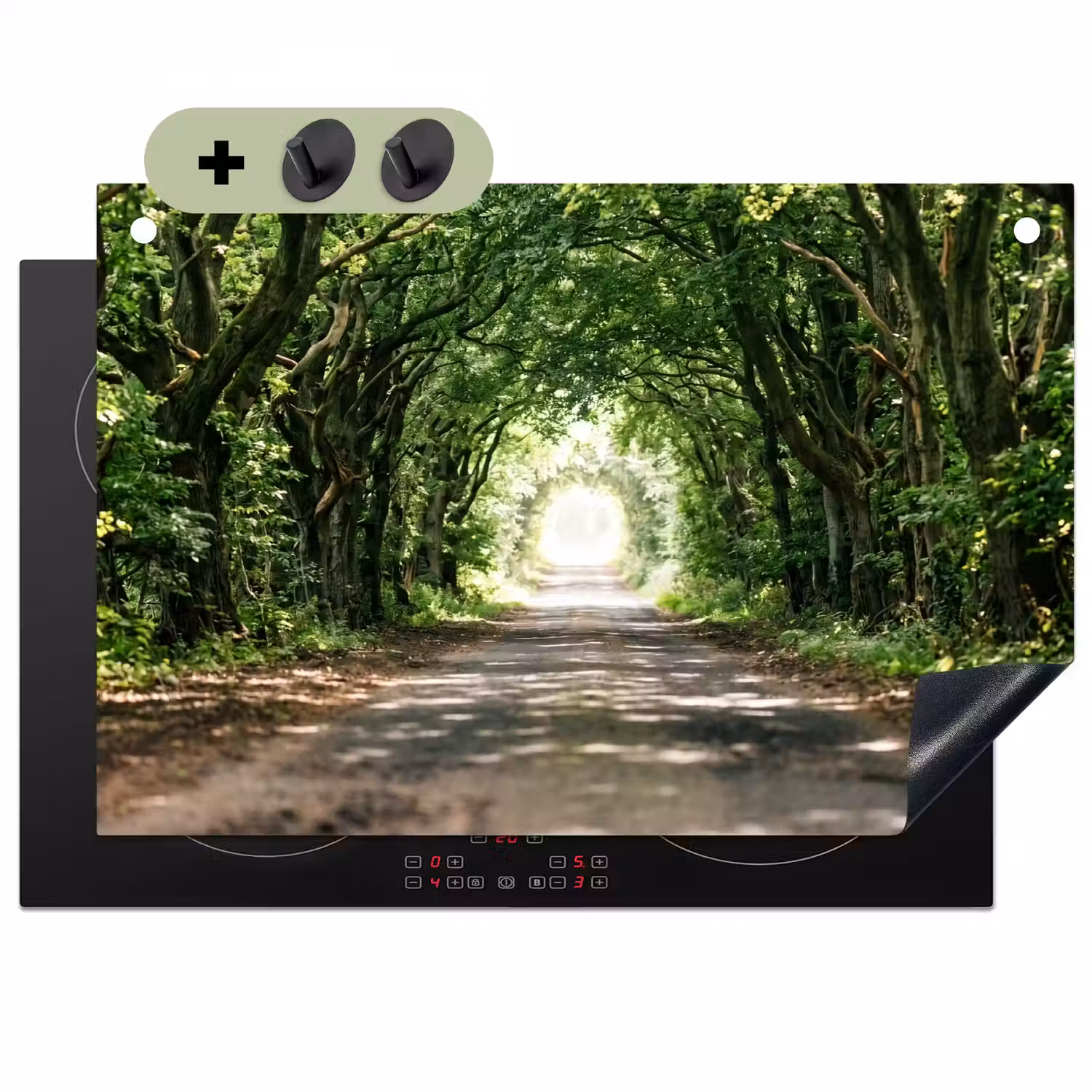 Weg - Bomen - Natuur - Groen Inductie beschemer met haakjes klein -3d