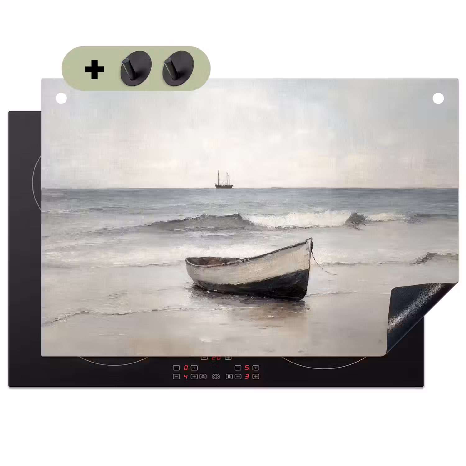 Roeiboot - Zee - Horizon Inductie beschemer met haakjes klein -3d