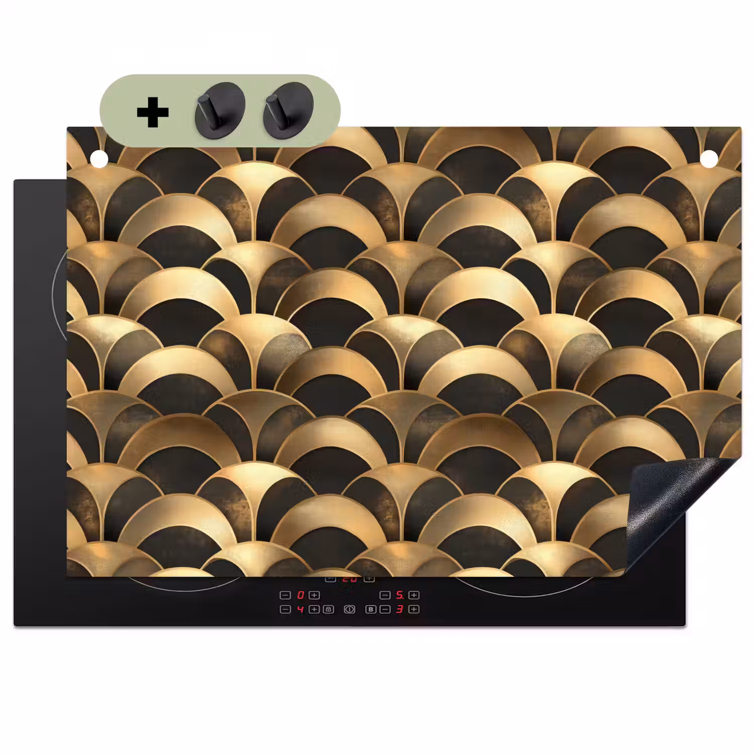 Schubben - Structuur - Goud Inductie beschemer met haakjes klein 777 -3d