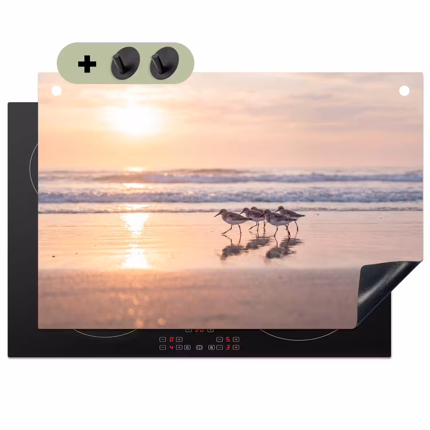 Zee - Vogels - Strand Inductie beschemer met haakjes klein -3d