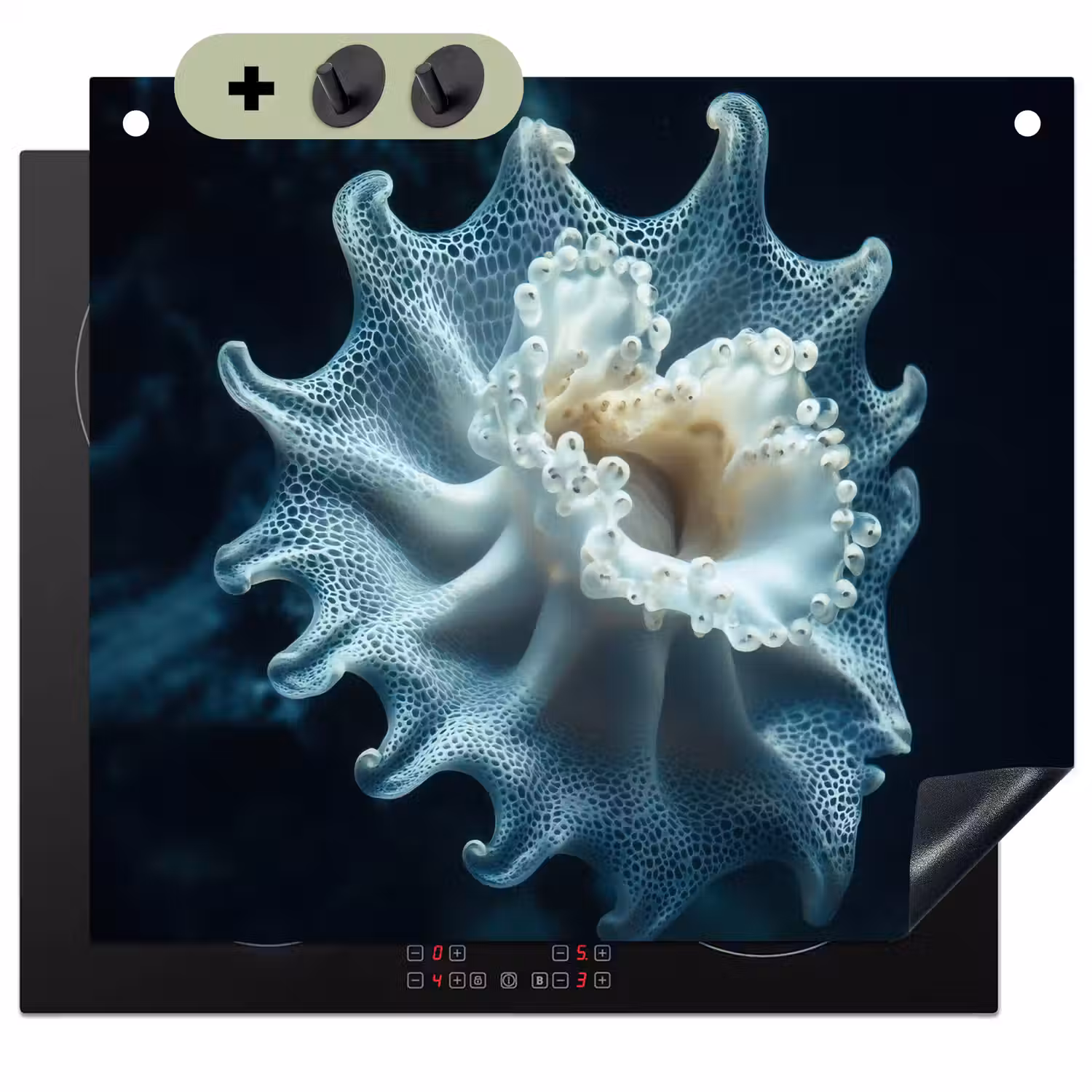 Zeewezen - Wit - Golven - Water Inductie beschemer met haakjes middel -3d