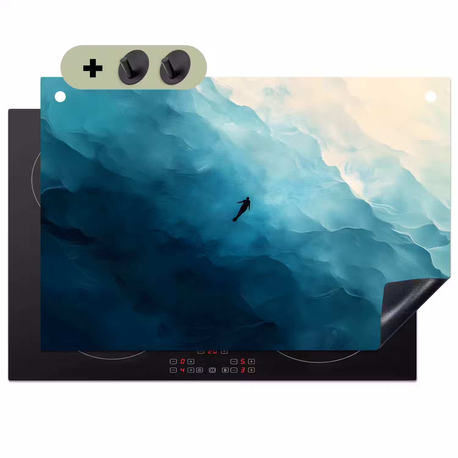 Zee - Silhouet - Abstract - Blauw Inductie beschemer met haakjes klein -3d
