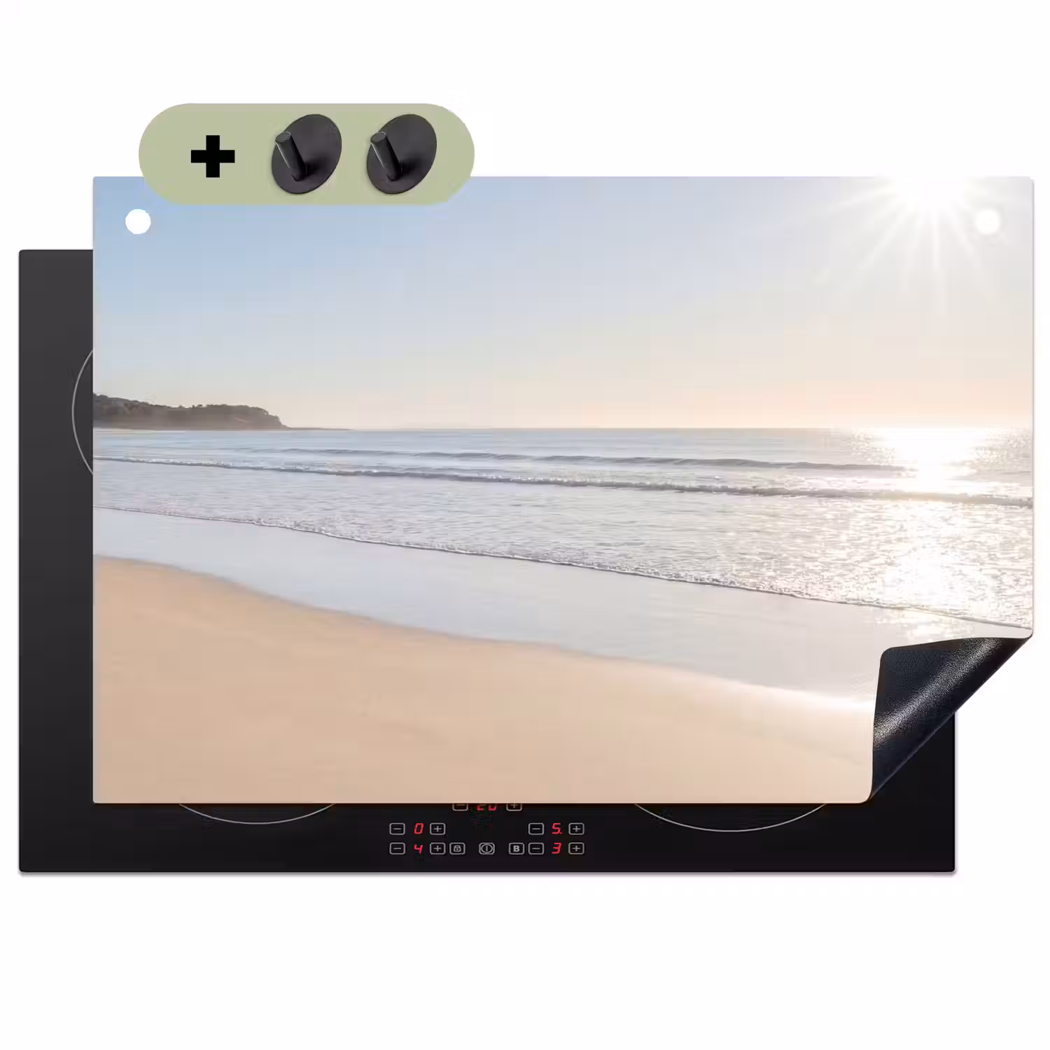 Zee - Zon - Zand Inductie beschemer met haakjes klein -3d
