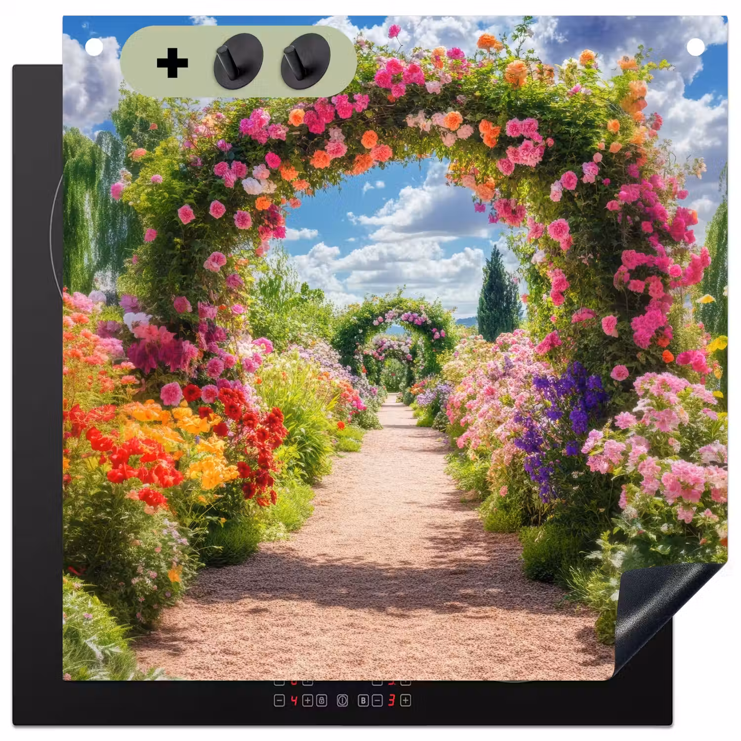 Doorkijk - Bloemen - Kleurrijk - Natuur Inductie beschemer met haakjes middel -3d