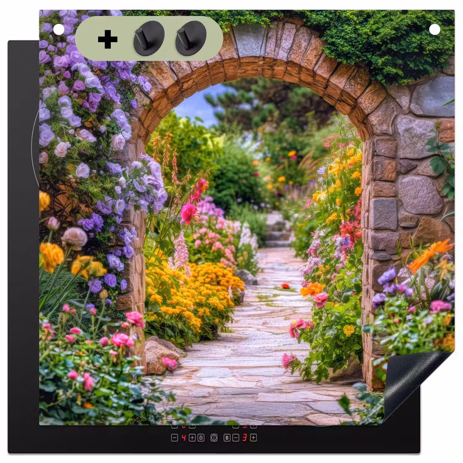 Doorkijk - Bloemen - Pad - Natuur Inductie beschemer met haakjes middel -3d