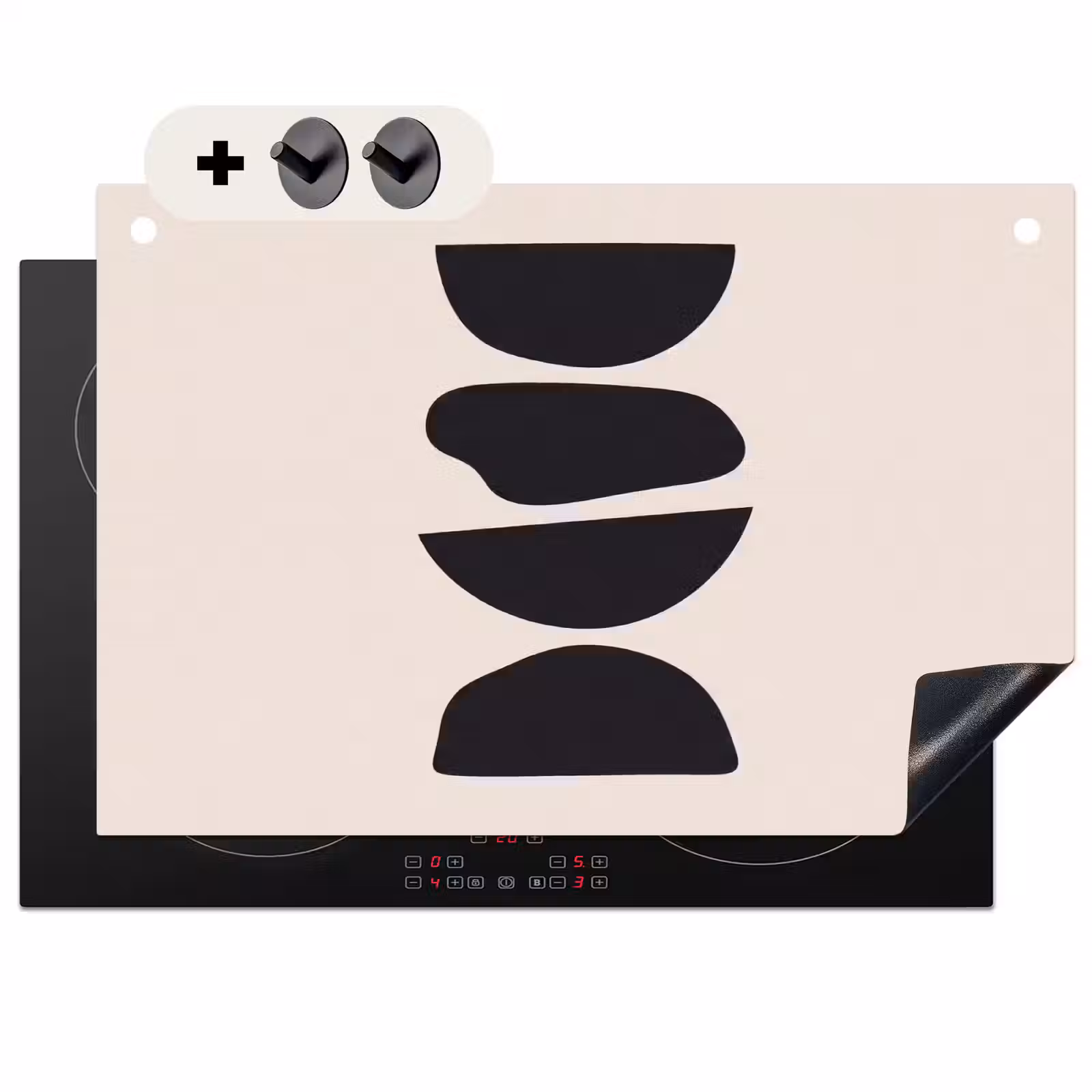 Induction Hob Cover & Splashback (2-in-1) - Shapes - Abstract - Modern - Vormen - Abstract - Modern Inductie beschemer met haakjes klein