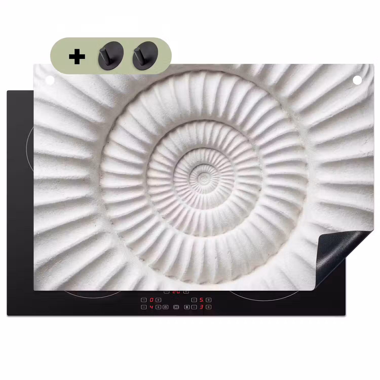 Schelp - Spiraal - Wit Inductie beschemer met haakjes klein -3d