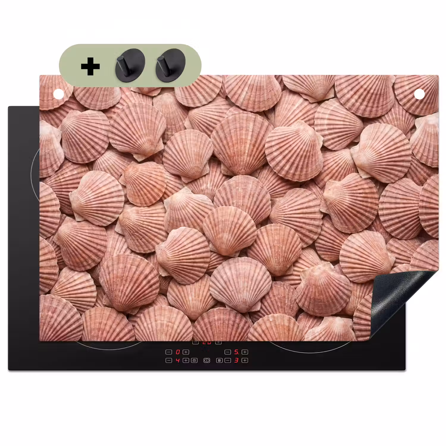 Schelpen - Patroon - Roze Inductie beschemer met haakjes klein -3d
