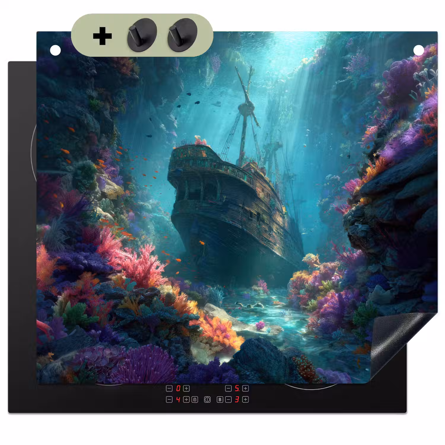Schip - Hout - Koraalriffen - Zonlicht Inductie beschemer met haakjes middel -3d